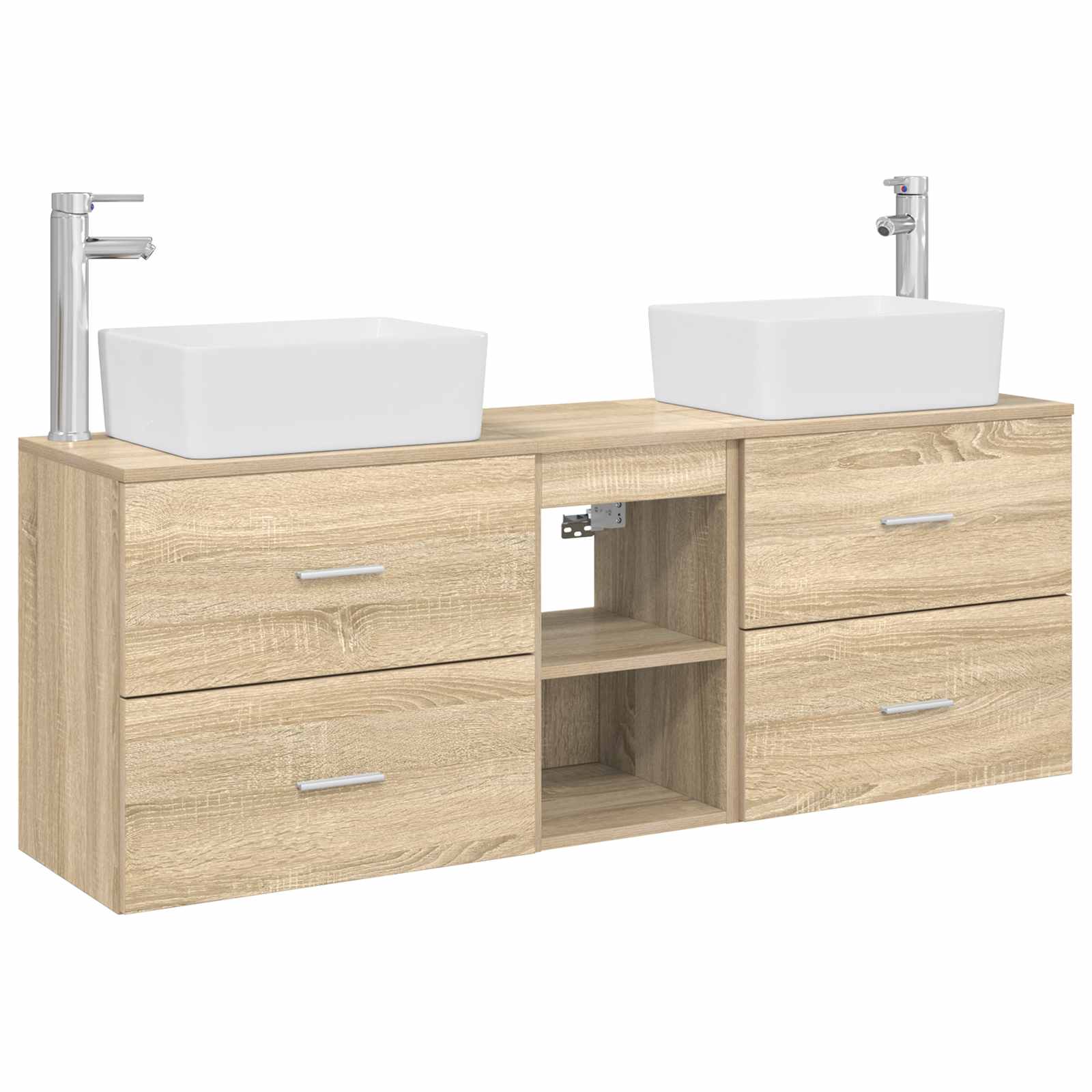 Badezimmerschrank-set 3 Stk. Sonoma-eiche 53 X 34,5 X 63 Cm Vidaxl