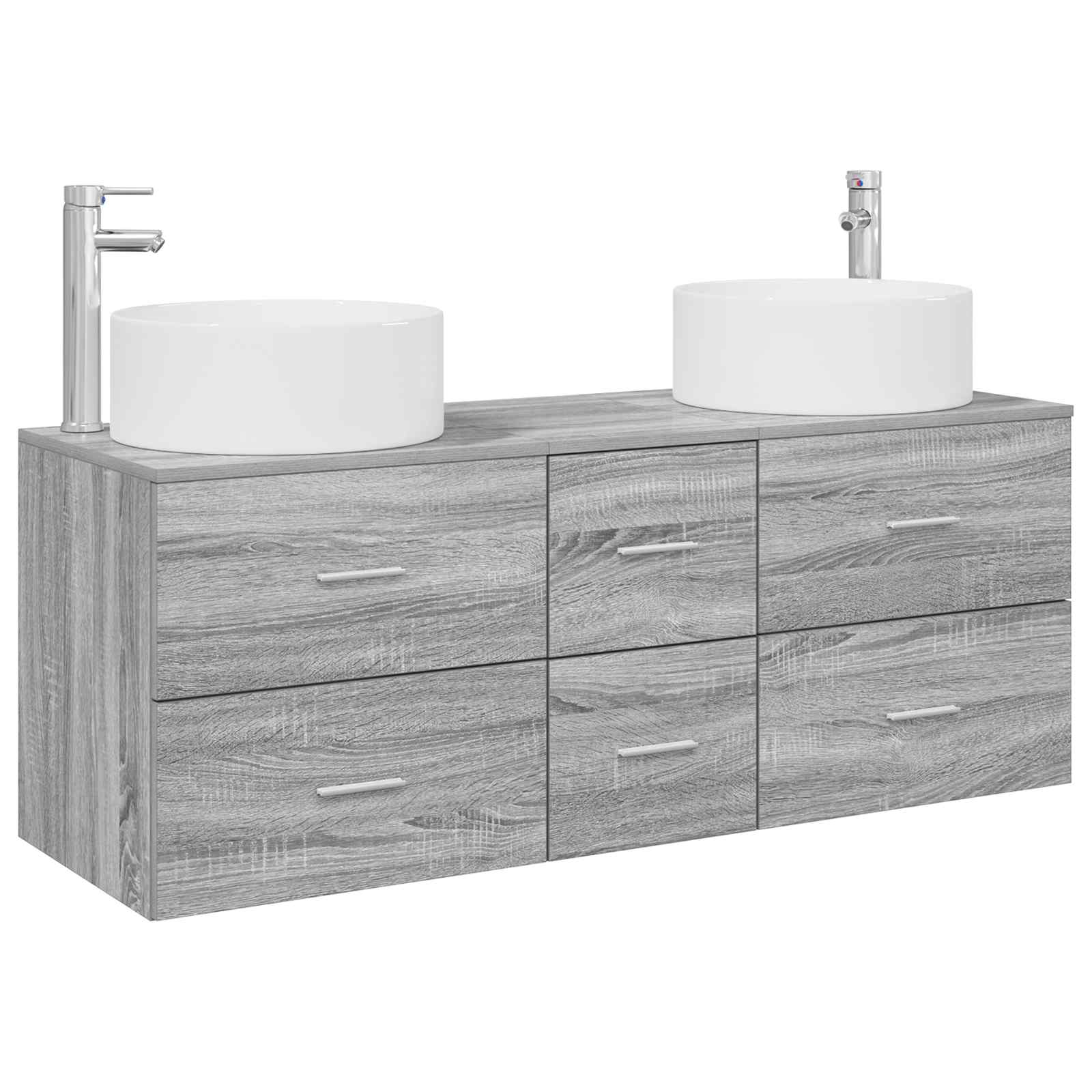 Badezimmermöbel-set 3 Stk. Grau Sonoma 49,5 X 44,5 X 65,5 Cm Vidaxl