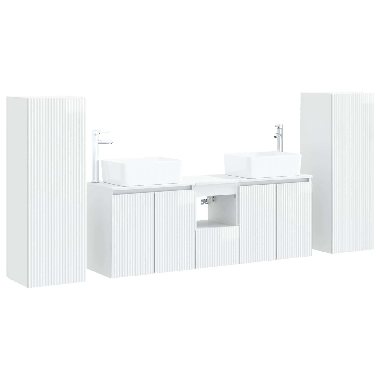 Badezimmermöbel-set 5 Stk. Hochglanz Weiß 33 X 34,5 X 100 Cm Vidaxl