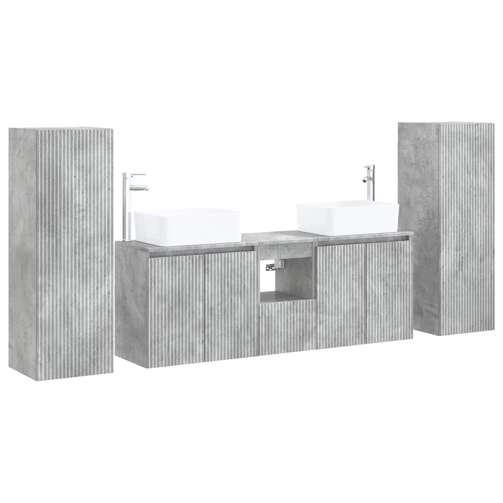 Badezimmermöbel-set 5 Stk. Betongrau 33 X 34,5 X 100 Cm Vidaxl
