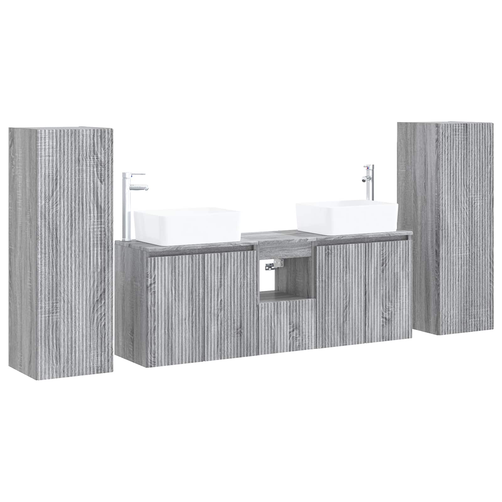 Badezimmermöbel-set 5 Stk. Grau Sonoma 33 X 34,5 X 100 Cm Vidaxl
