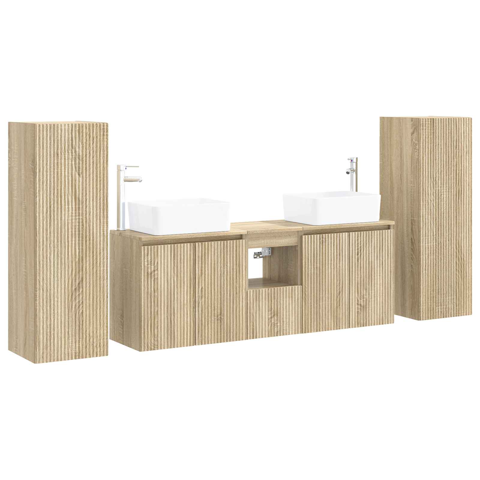 Badezimmermöbel-set 5 Stk. Sonoma-eiche 33 X 34,5 X 100 Cm Vidaxl