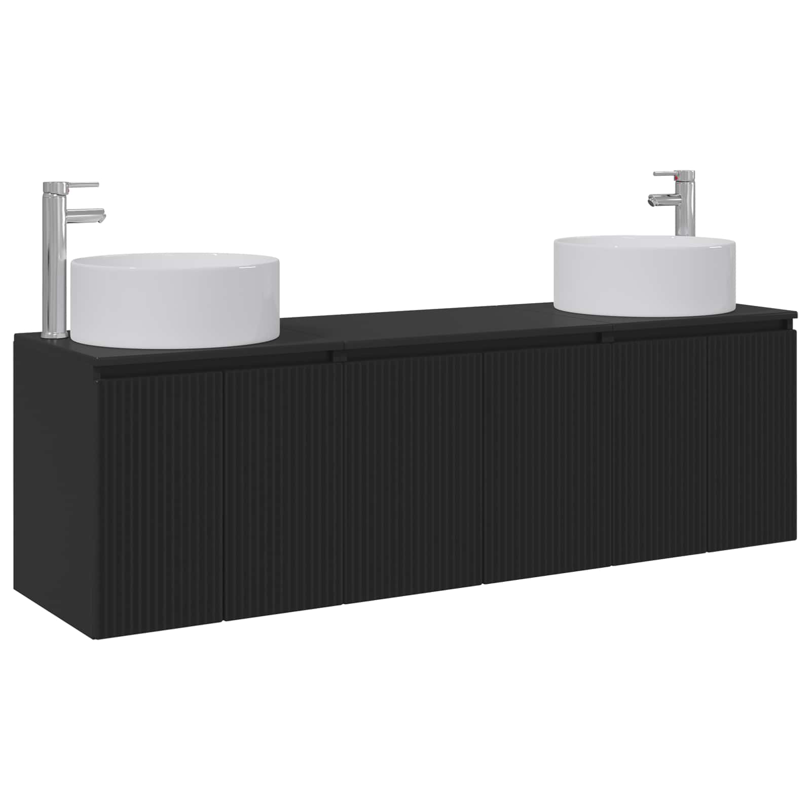 Badezimmerschrank-set 3 Stk. Schwarz 49,5 X 44,5 X 65,5 Cm Vidaxl