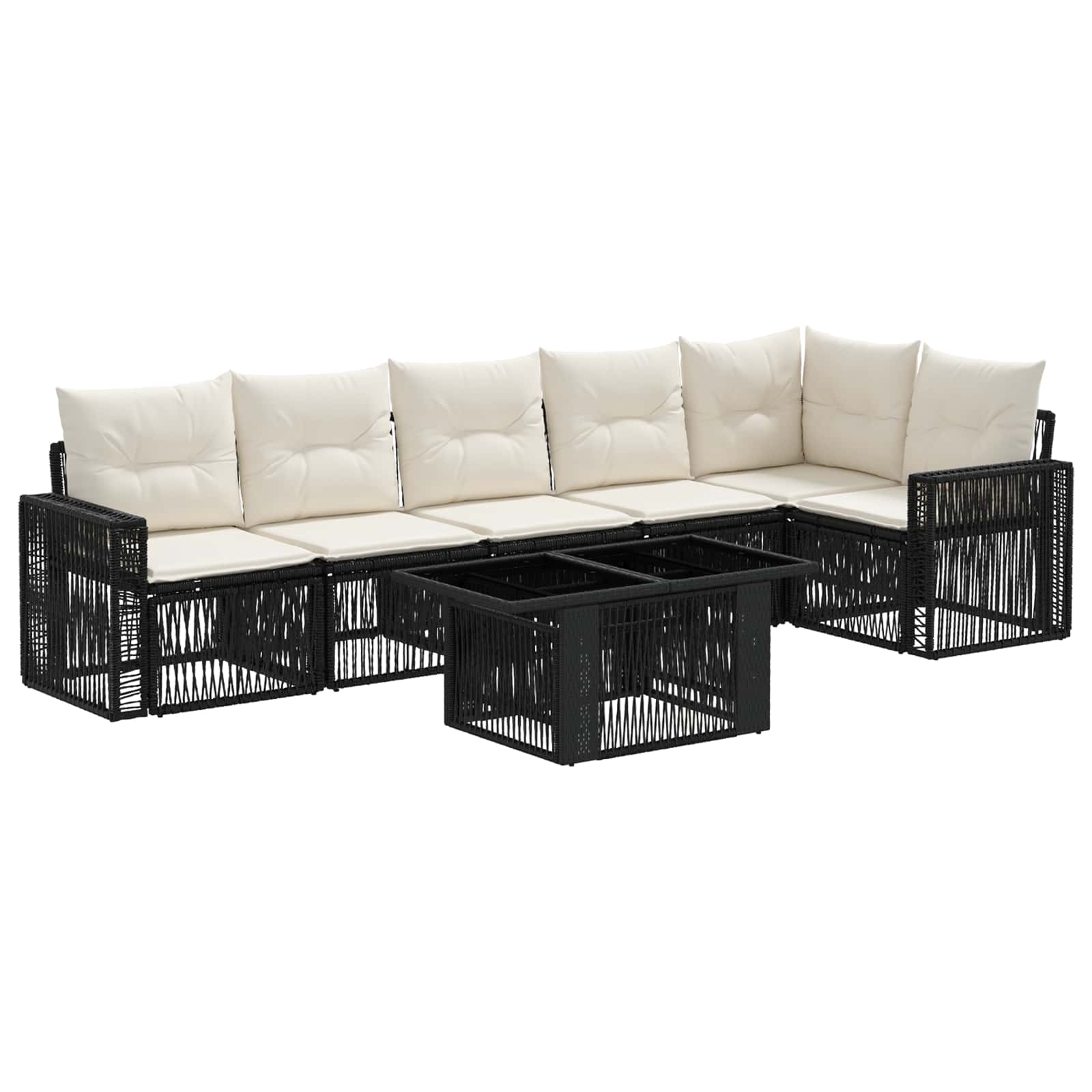 Gartensofa-set 7 Stk. 6-sitzanzahl Schwarz Und Cremeweiß Vidaxl