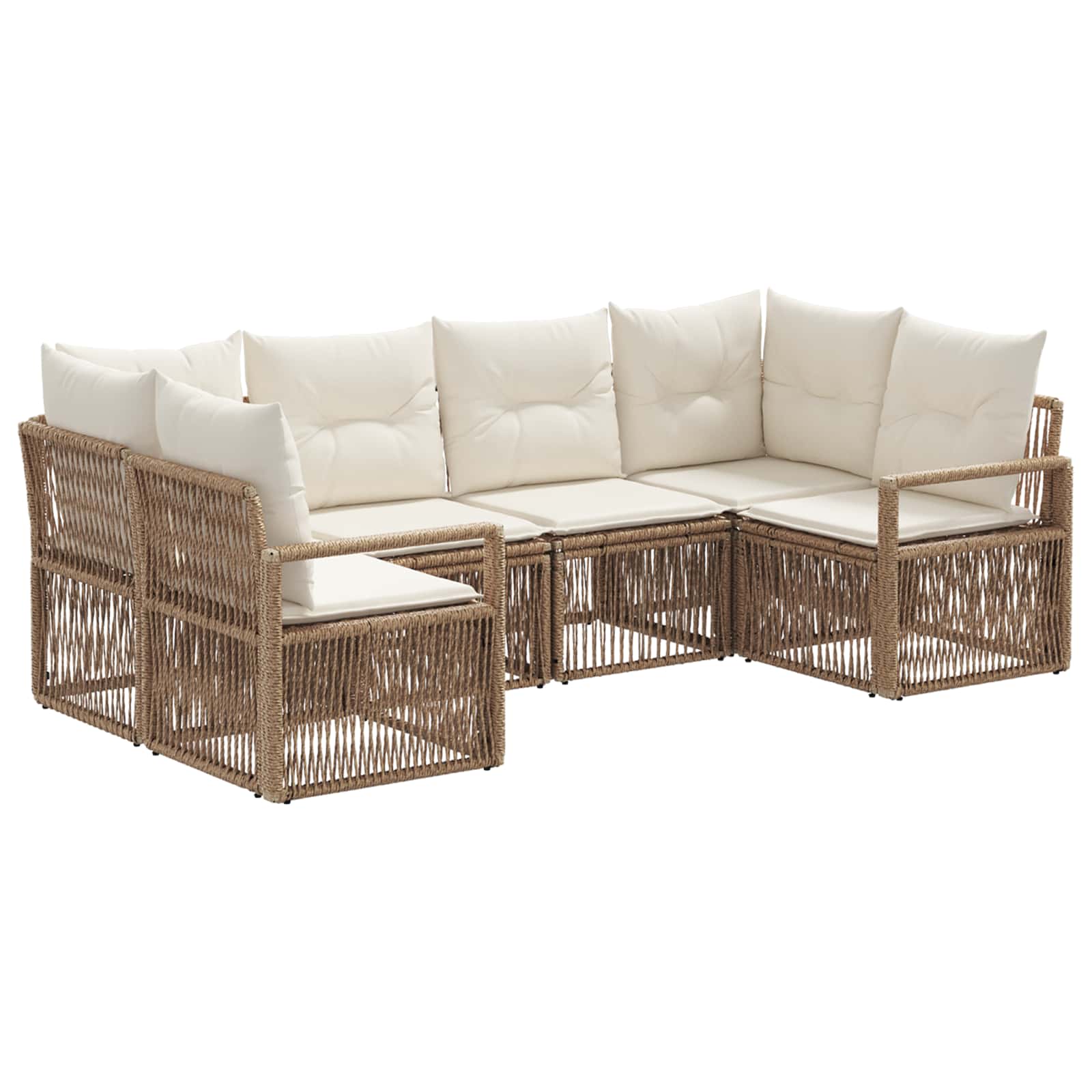 Gartensofa-set 6 Stk. 6-sitzanzahl Beige Poly-rattan Vidaxl