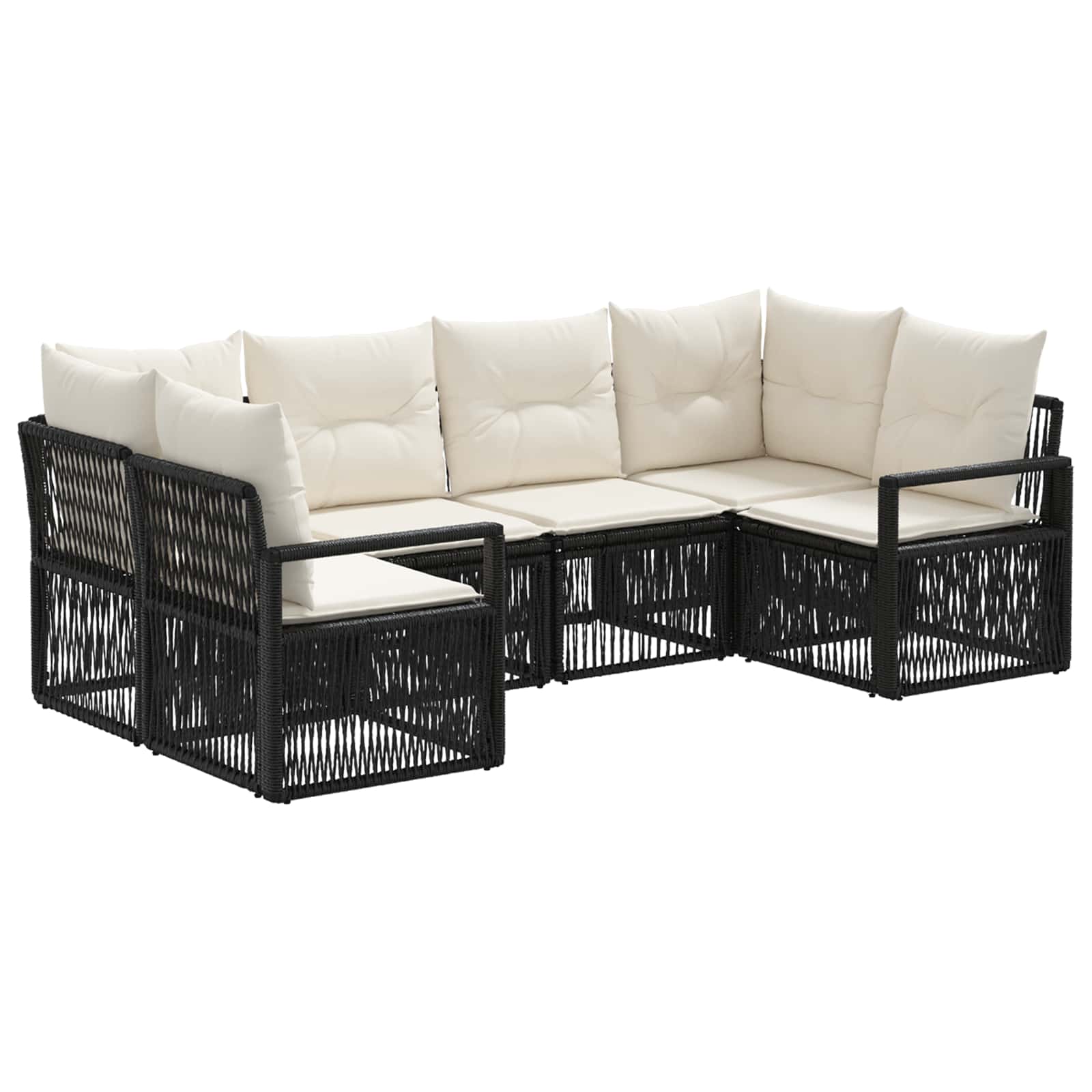 Gartensofa-set 6 Stk. 6-sitzanzahl Schwarz Poly-rattan Vidaxl