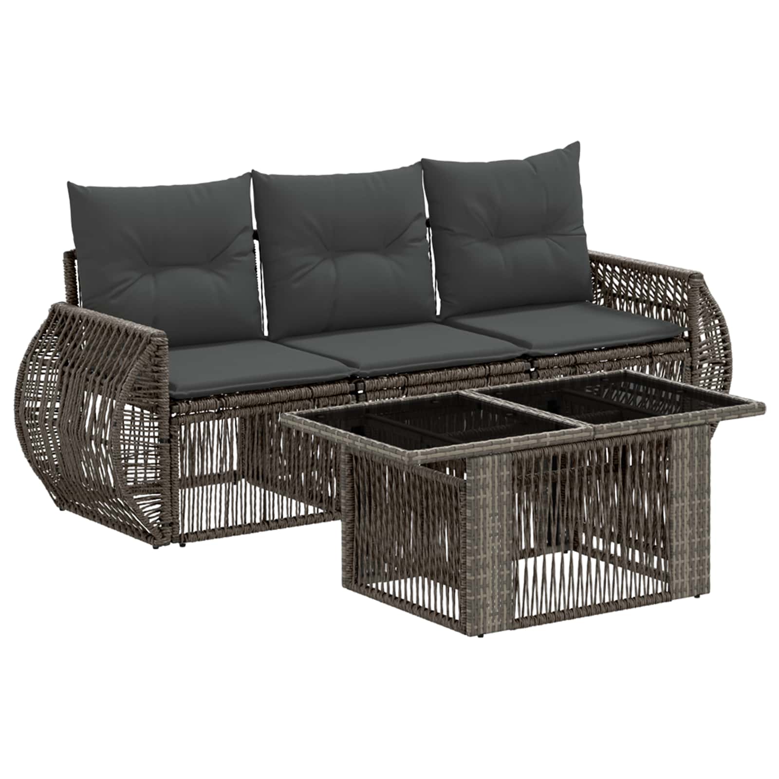 Gartensofa-set 4 Stk. Grau Und Dunkelgrau Poly-rattan Vidaxl