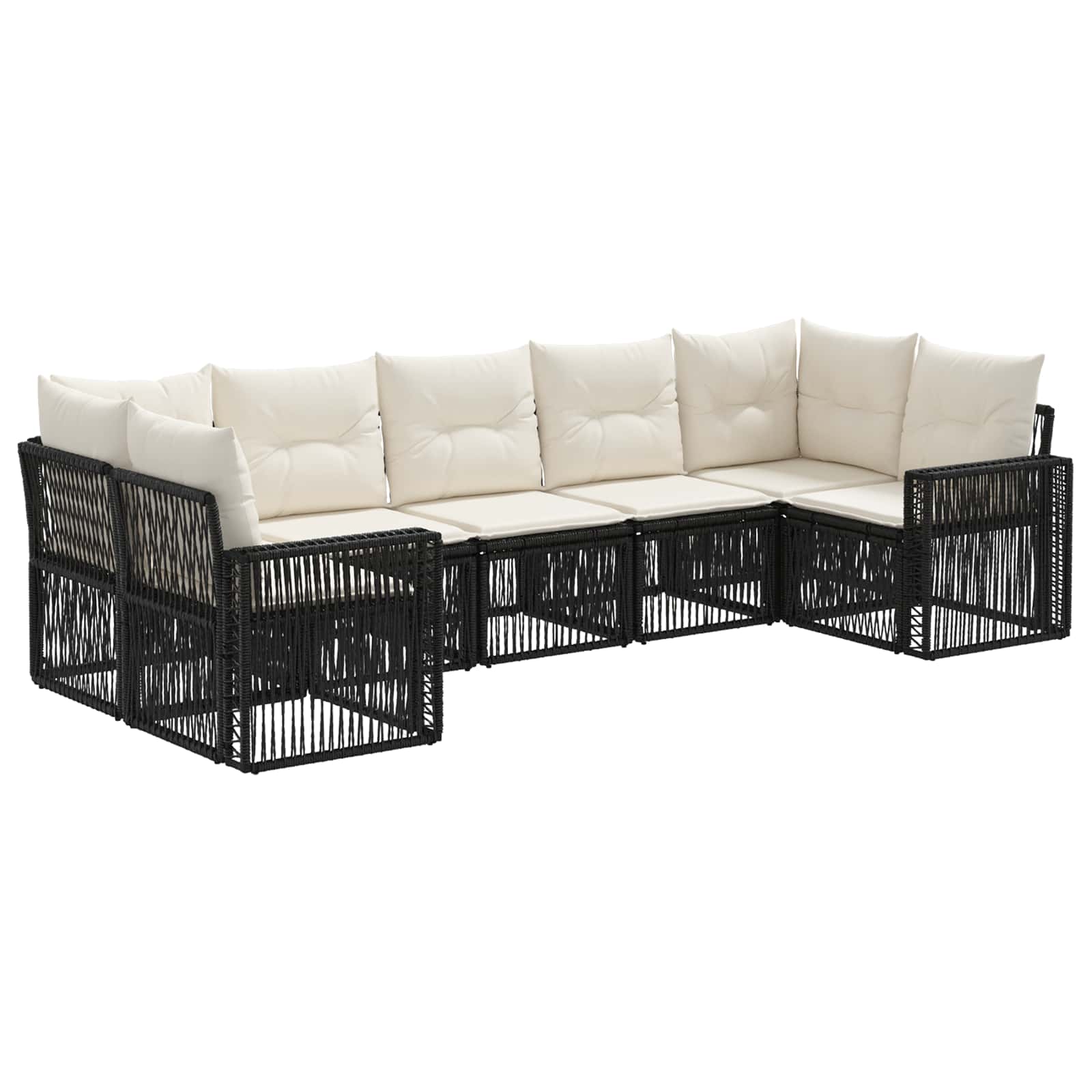 Gartensofa-set 7 Stk. 7-sitzanzahl Schwarz Und Cremeweiß Vidaxl