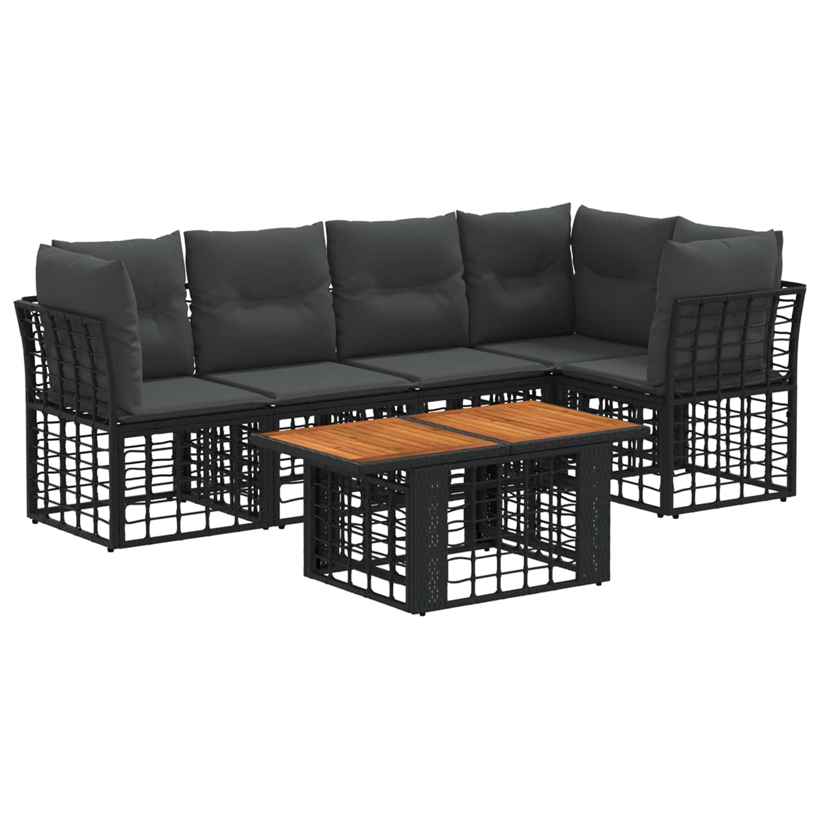 Gartensofa-set 6 Stk. Schwarz Und Dunkelgrau Poly-rattan Vidaxl