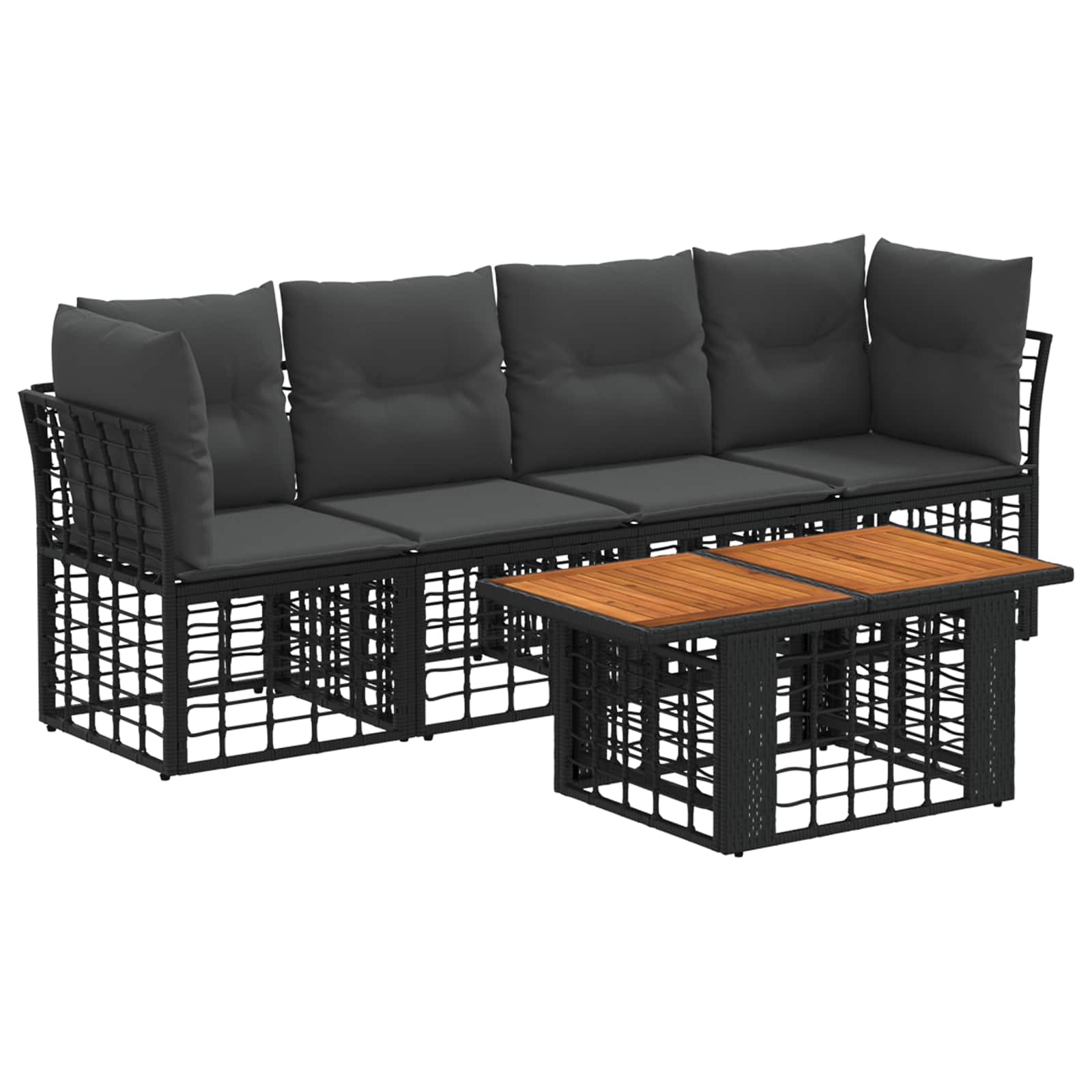 Gartensofa-set 5 Stk. Schwarz Und Dunkelgrau Poly-rattan Vidaxl