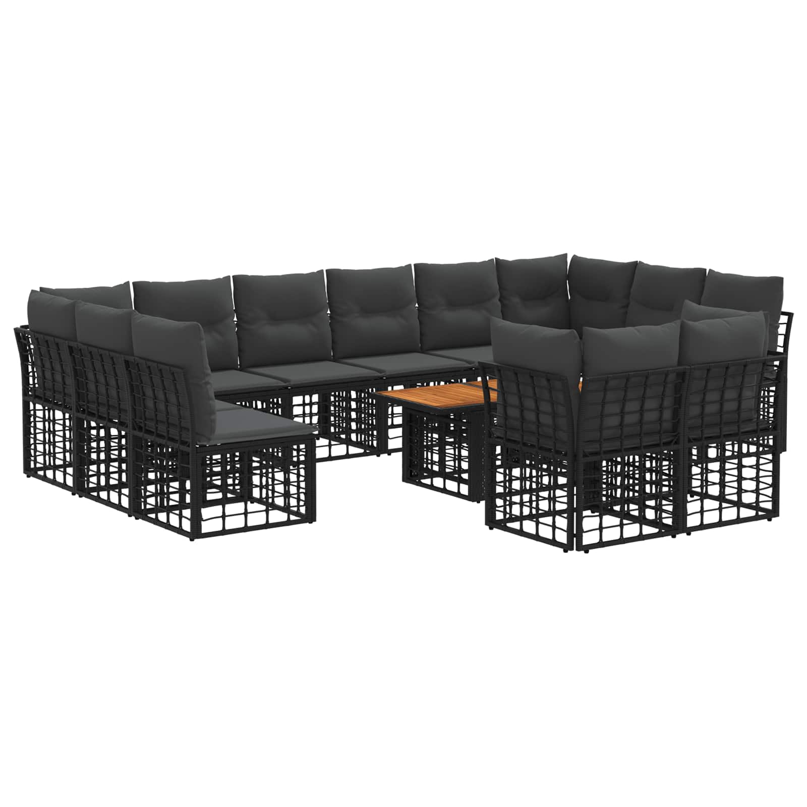 Gartensofa-set 13 Stk. Schwarz Und Dunkelgrau Poly-rattan Vidaxl