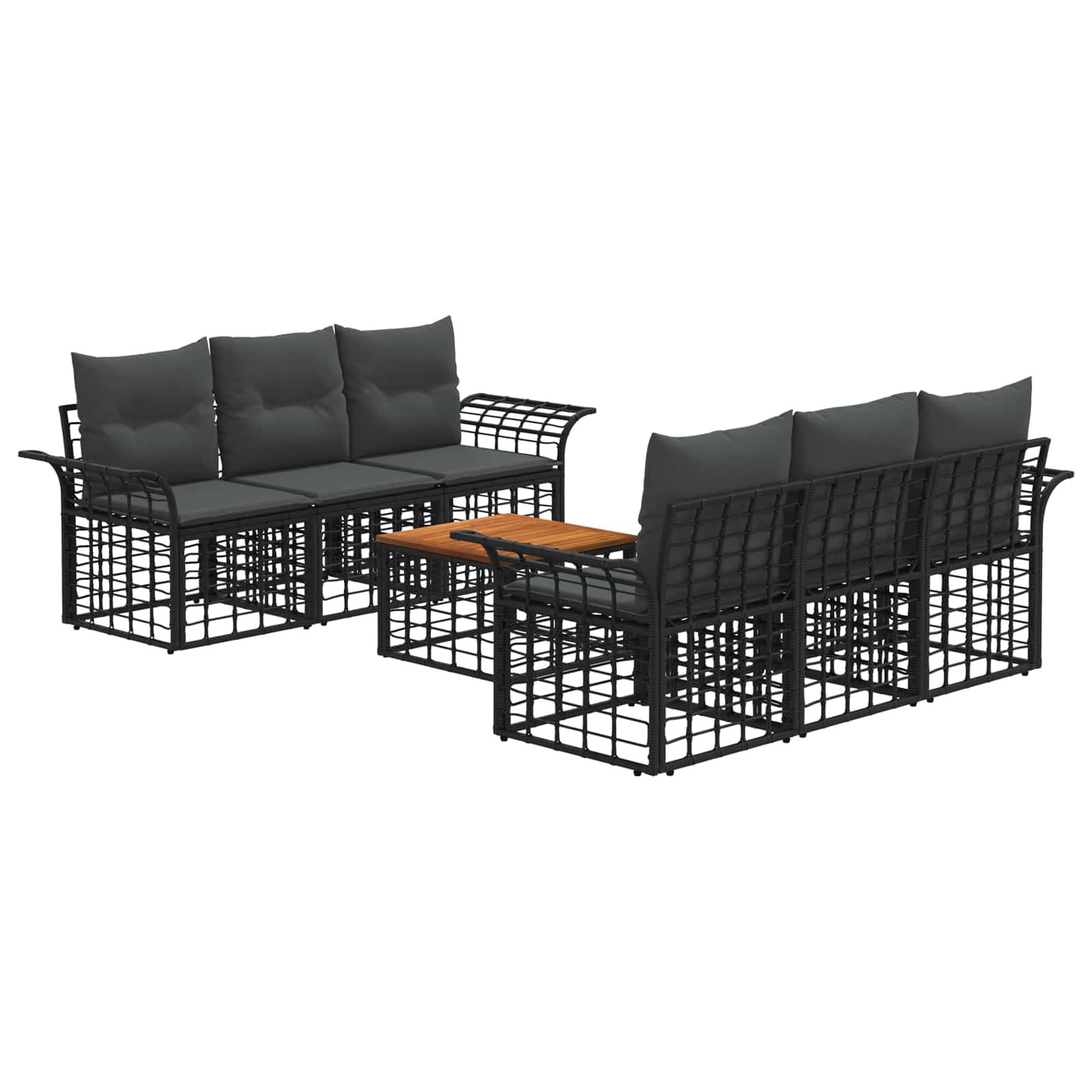 Outdoor-sofagarnitur 7 Stk. Schwarz Und Dunkelgrau Poly-rattan Vidaxl