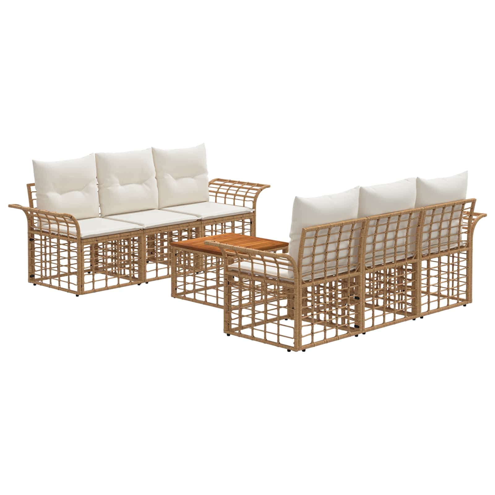 Outdoor-sofagarnitur 7 Stk. Natürlich Und Cremweiß Poly-rattan Vidaxl