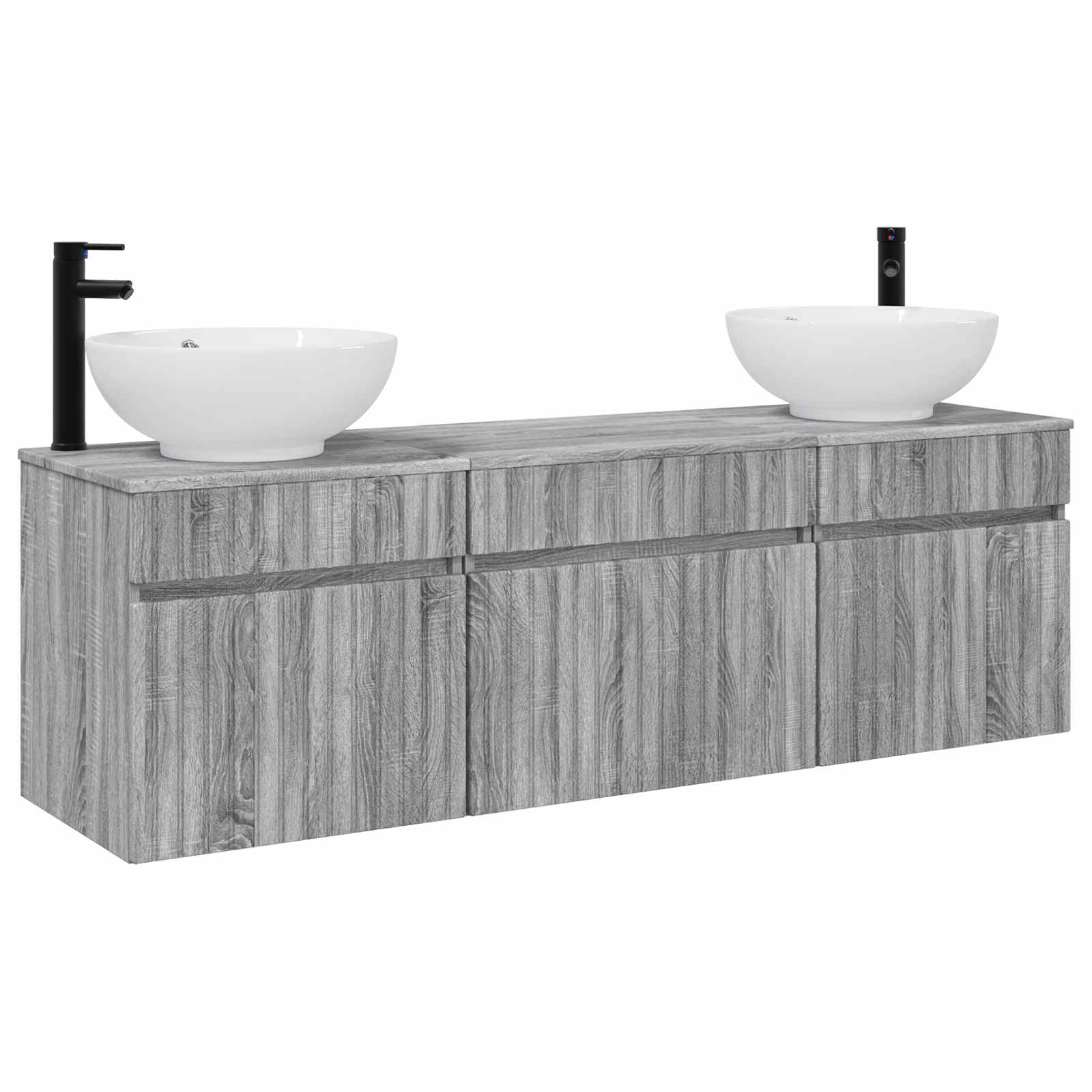 Badezimmerschrank-set 3 Stk. Grau Sonoma 49 X 44,5 X 66,5 Cm Vidaxl