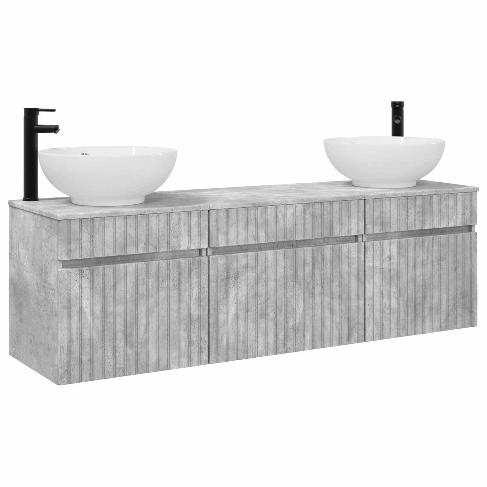 Badezimmerschrank-set 3 Stk. Betongrau 49 X 44,5 X 66,5 Cm Vidaxl