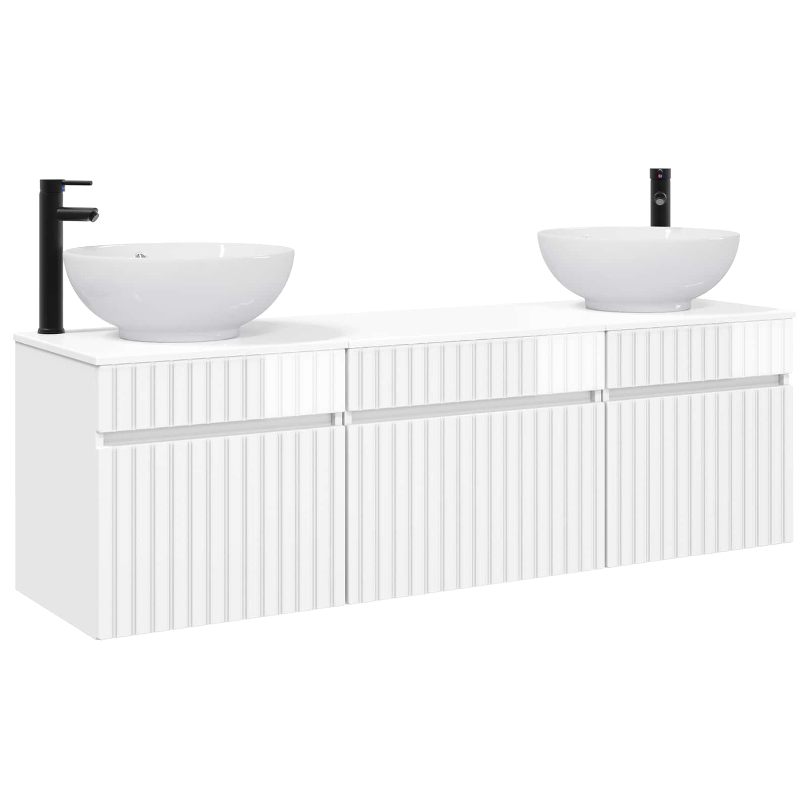 Badezimmerschrank-set 3 Stk. Hochglanz Weiß 49 X 44,5 X 66,5 Cm Vidaxl