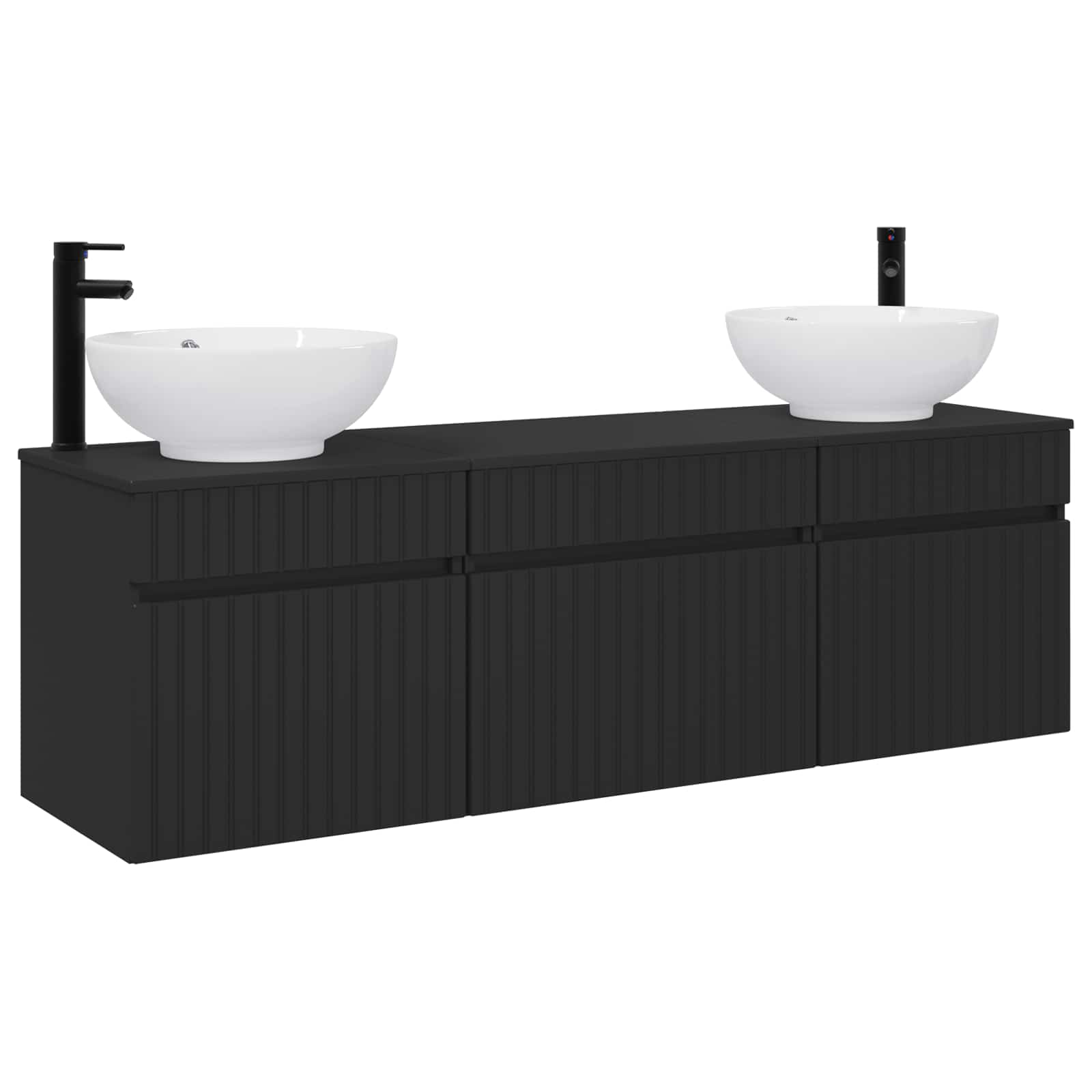 Badezimmerschrank-set 3 Stk. Schwarz 49 X 44,5 X 66,5 Cm Vidaxl