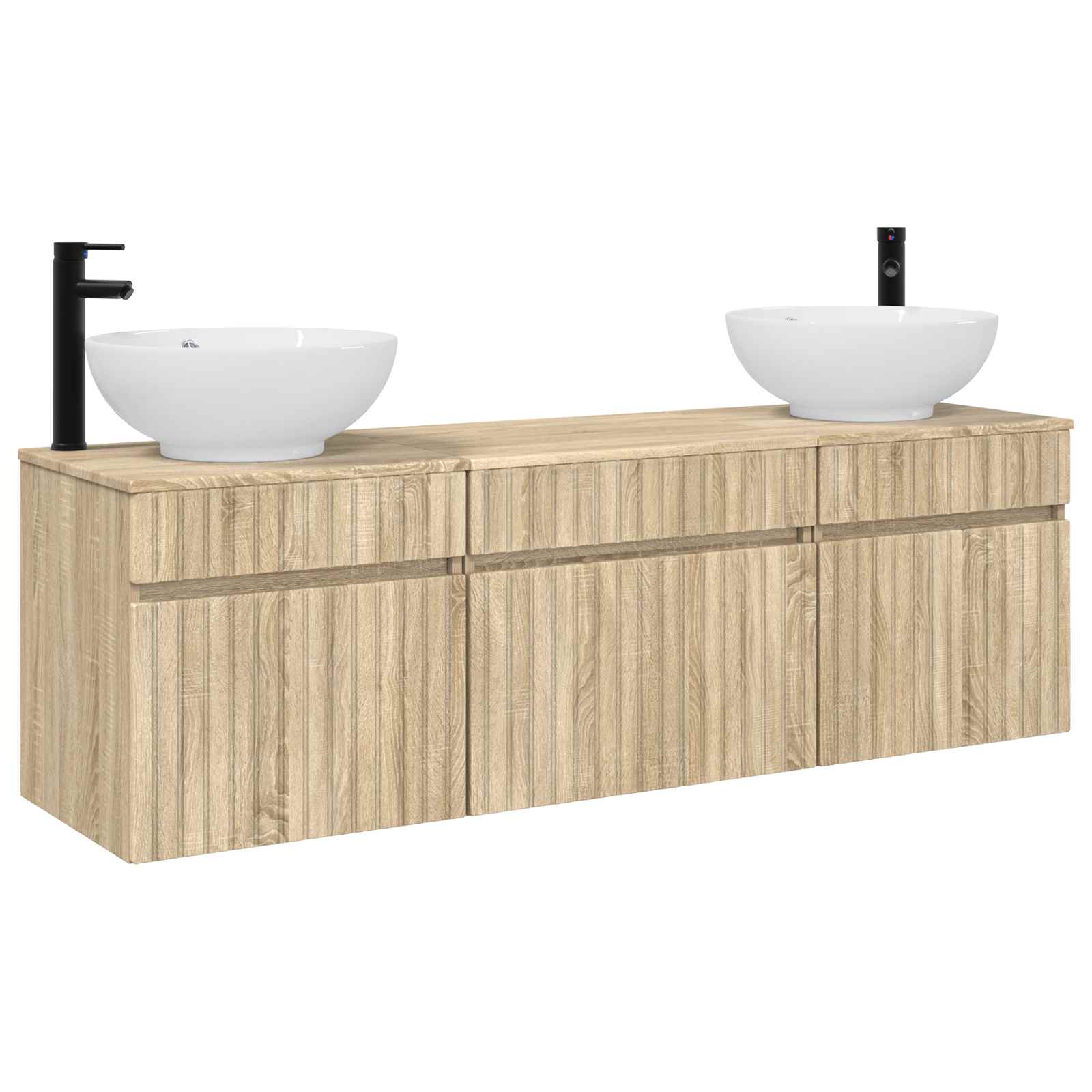 Badezimmerschrank-set 3 Stk. Sonoma-eiche 49 X 44,5 X 66,5 Cm Vidaxl