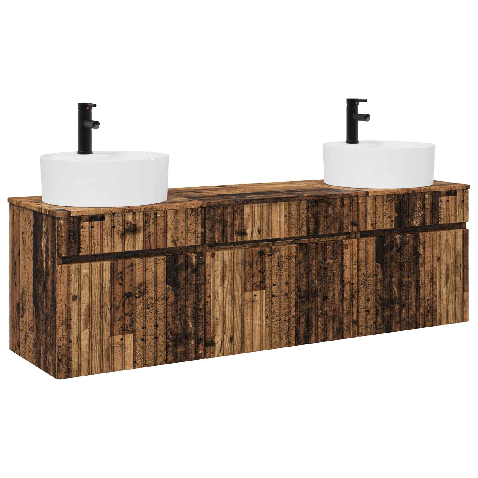 Badezimmerschrank-set 3 Stk. Altholz 49 X 44,5 X 65 Cm Vidaxl