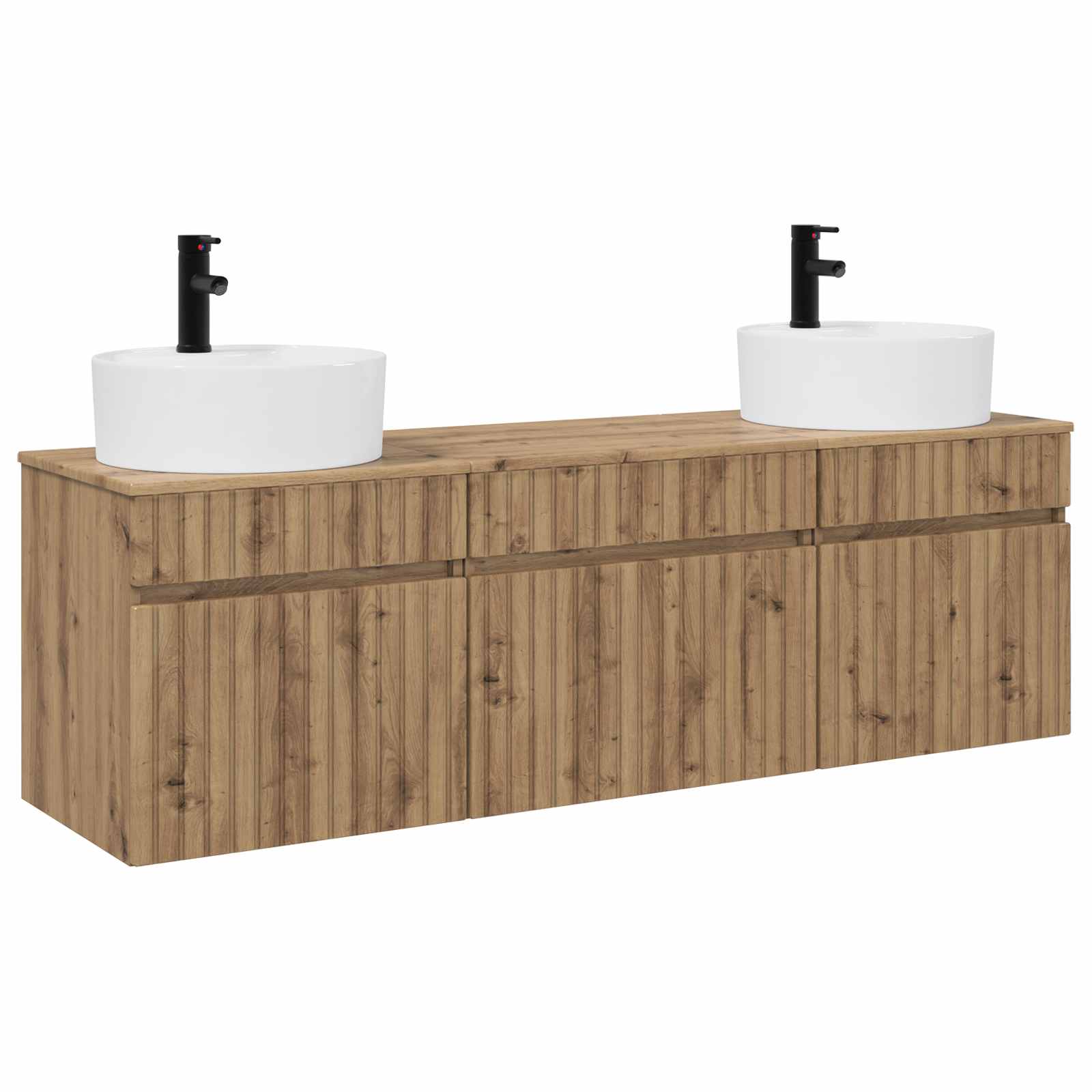 Badezimmerschrank-set 3 Stk. Artisan-eiche 49 X 44,5 X 65 Cm Vidaxl