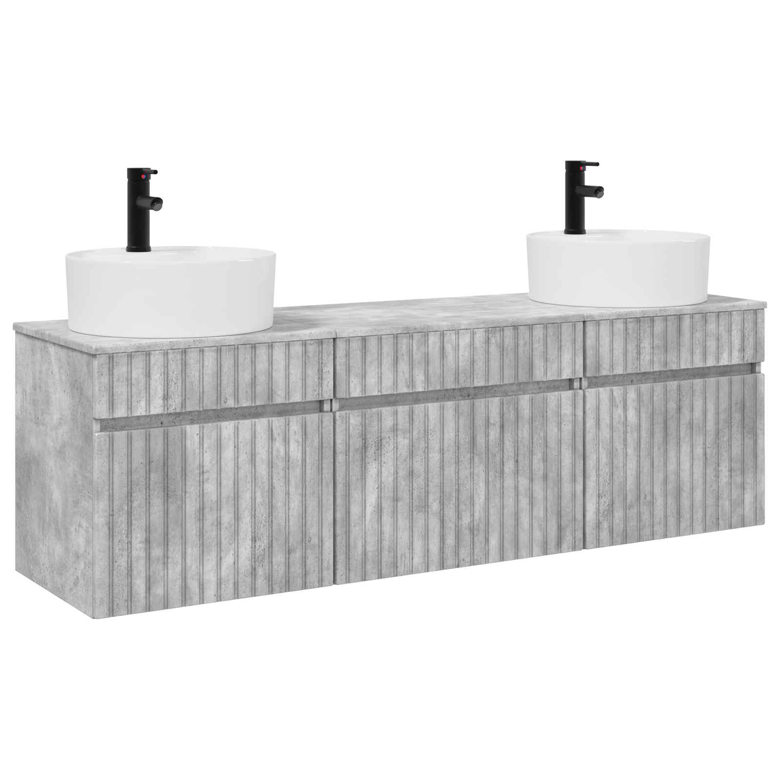 Badezimmerschrank-set 3 Stk. Betongrau 49 X 44,5 X 65 Cm Vidaxl