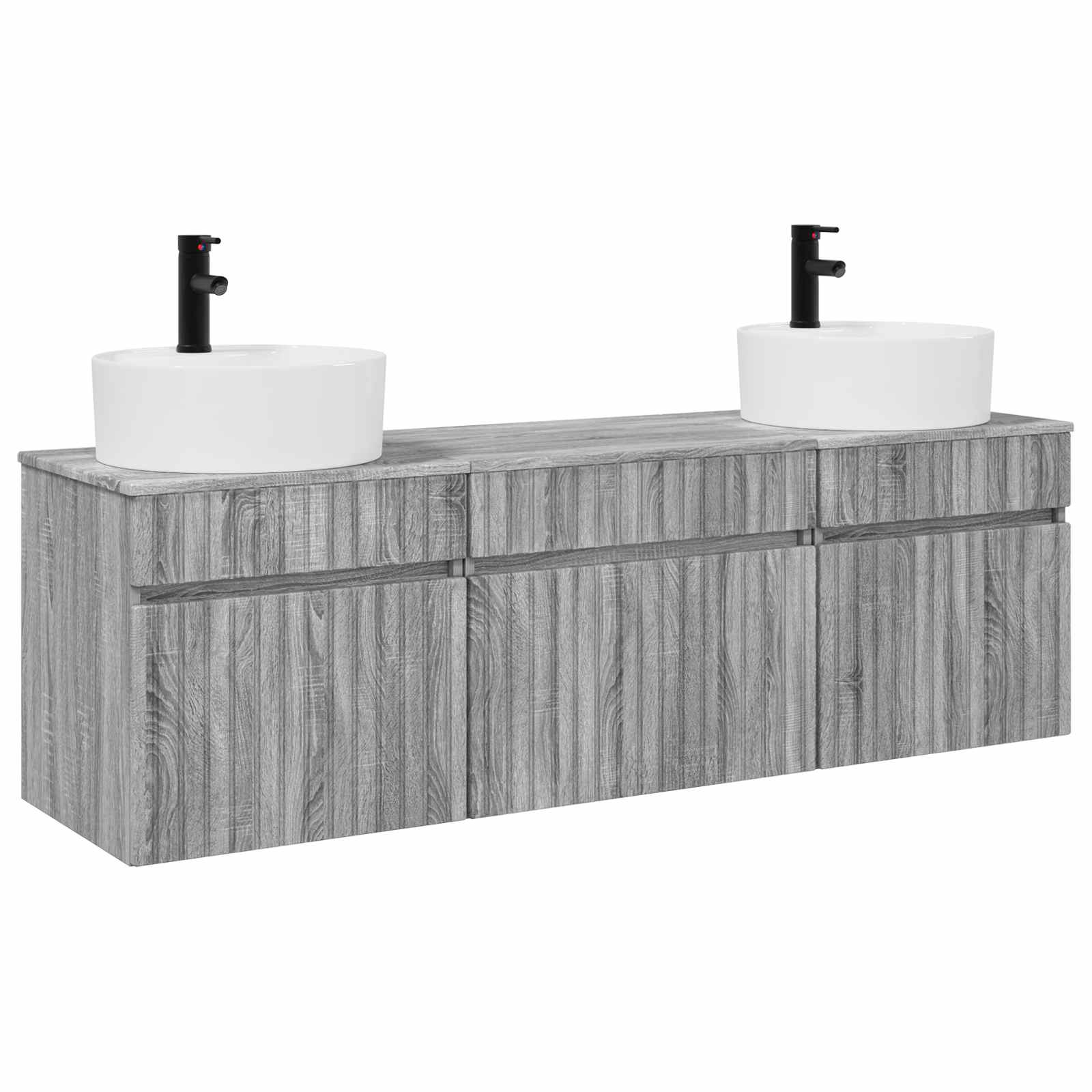Badezimmerschrank-set 3 Stk. Grau Sonoma 49 X 44,5 X 65 Cm Vidaxl