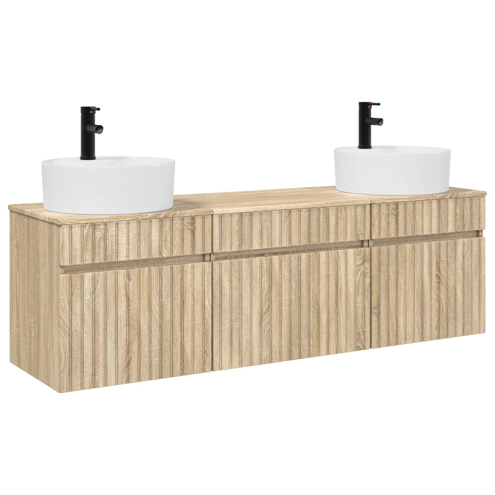 Badezimmerschrank-set 3 Stk. Sonoma-eiche 49 X 44,5 X 65 Cm Vidaxl