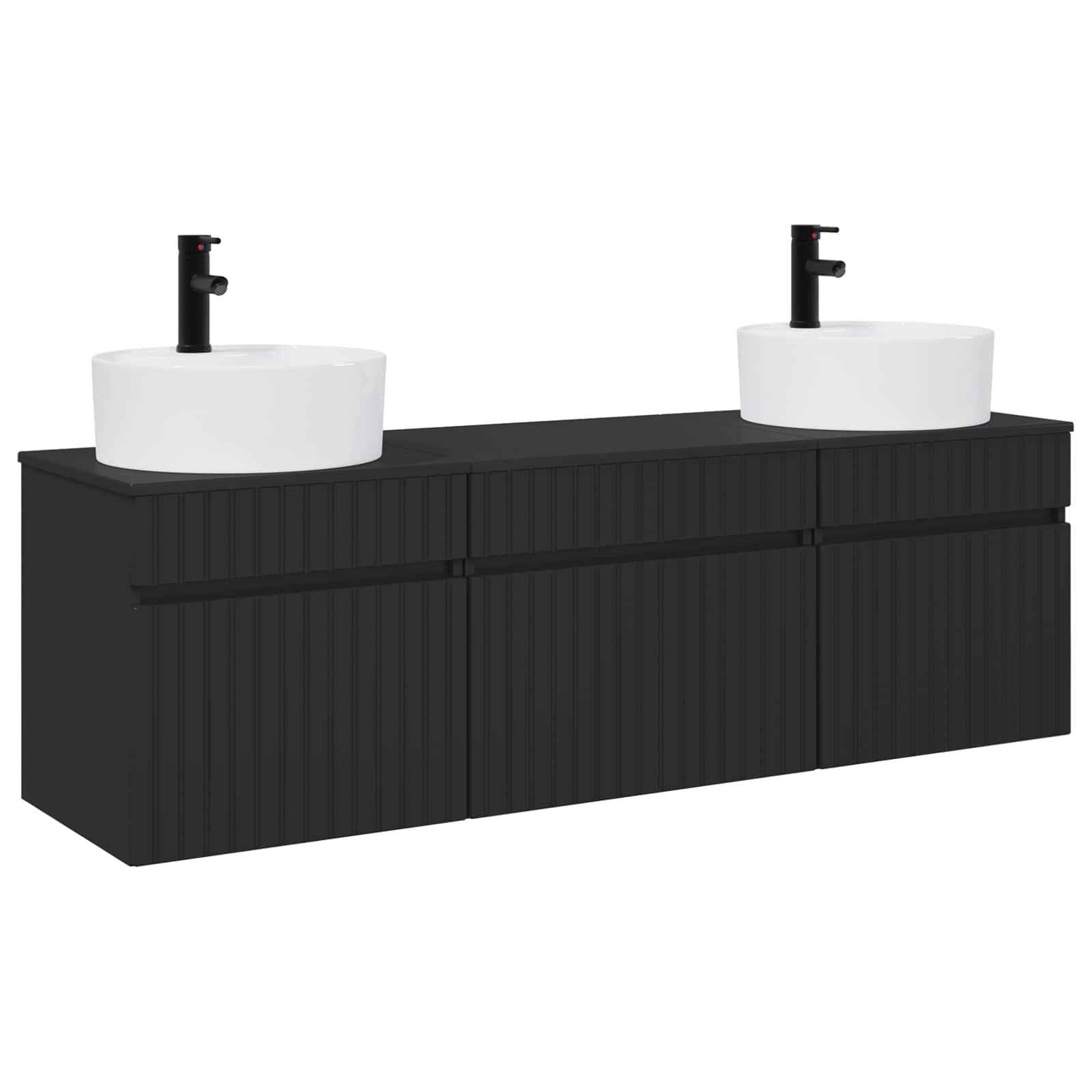 Badezimmerschrank-set 3 Stk. Schwarz 49 X 44,5 X 65 Cm Vidaxl