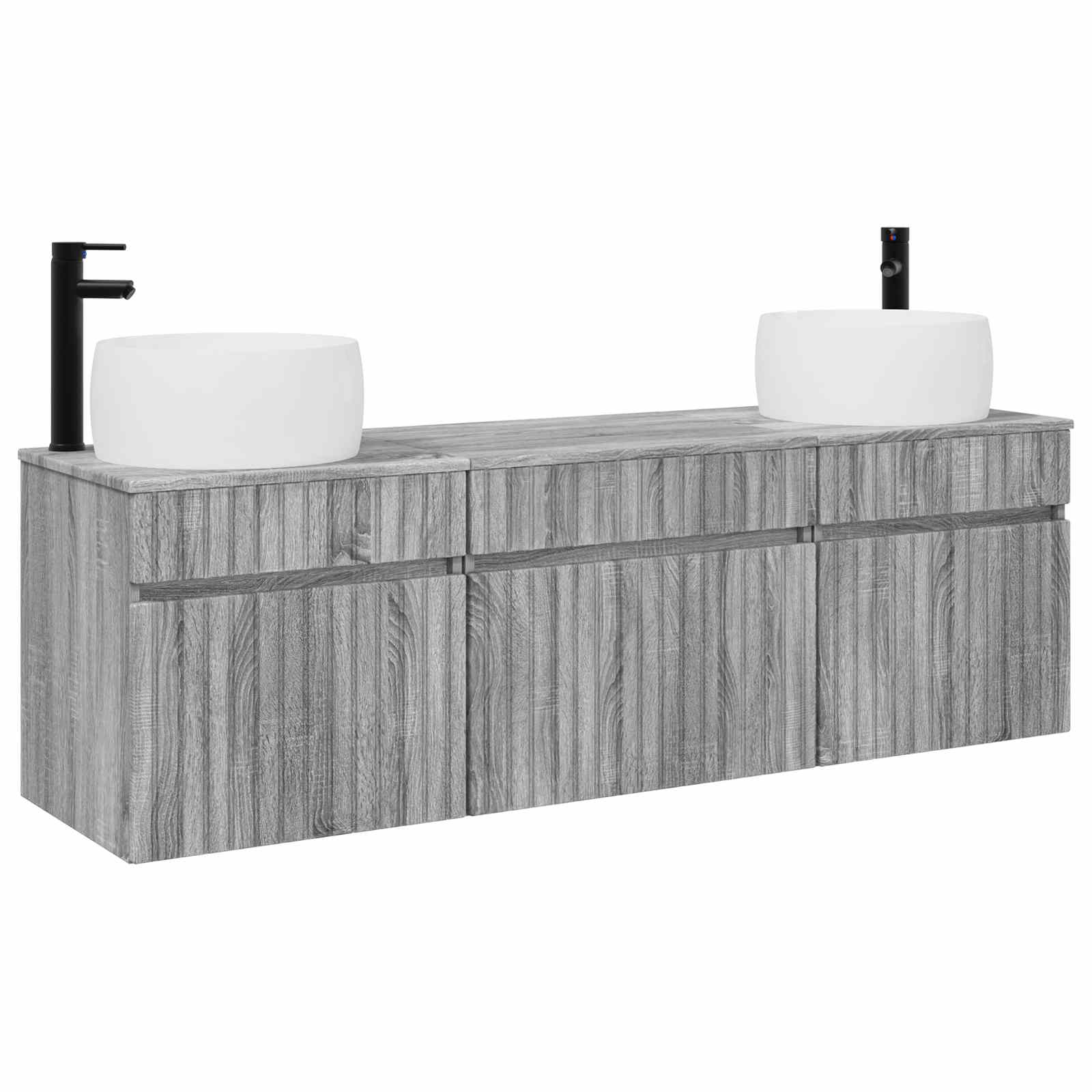 Badezimmerschrank-set 3 Stk. Grau Sonoma 49 X 44,5 X 66 Cm Vidaxl