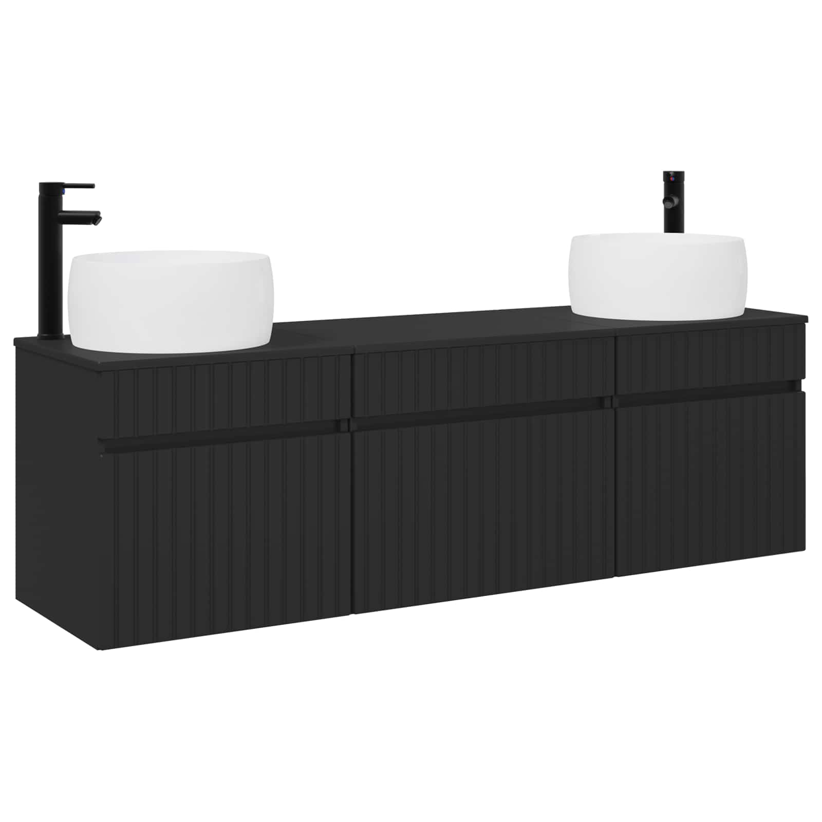 Badezimmerschrank-set 3 Stk. Schwarz 49 X 44,5 X 66 Cm Vidaxl