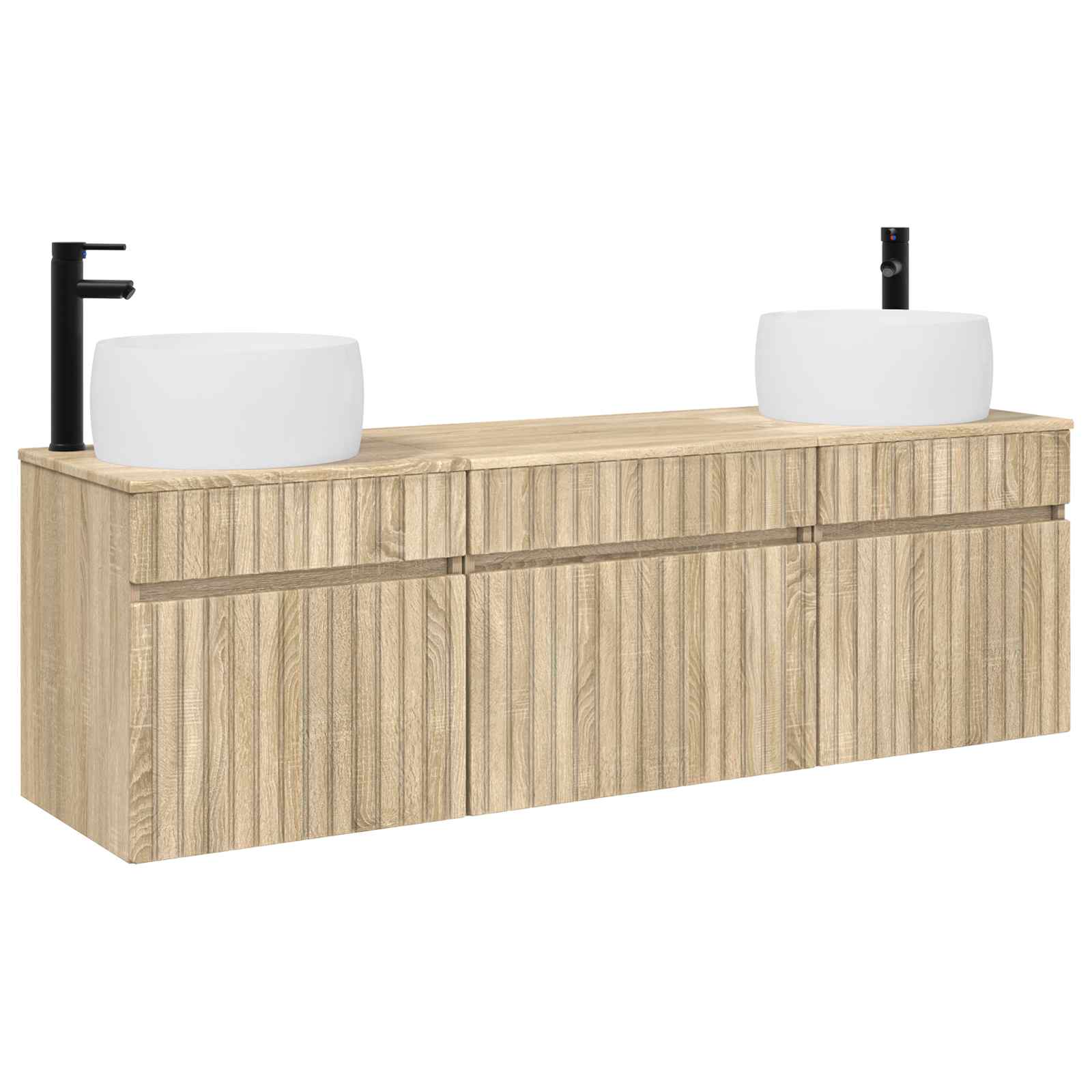 Badezimmerschrank-set 3 Stk. Sonoma-eiche 49 X 44,5 X 66 Cm Vidaxl