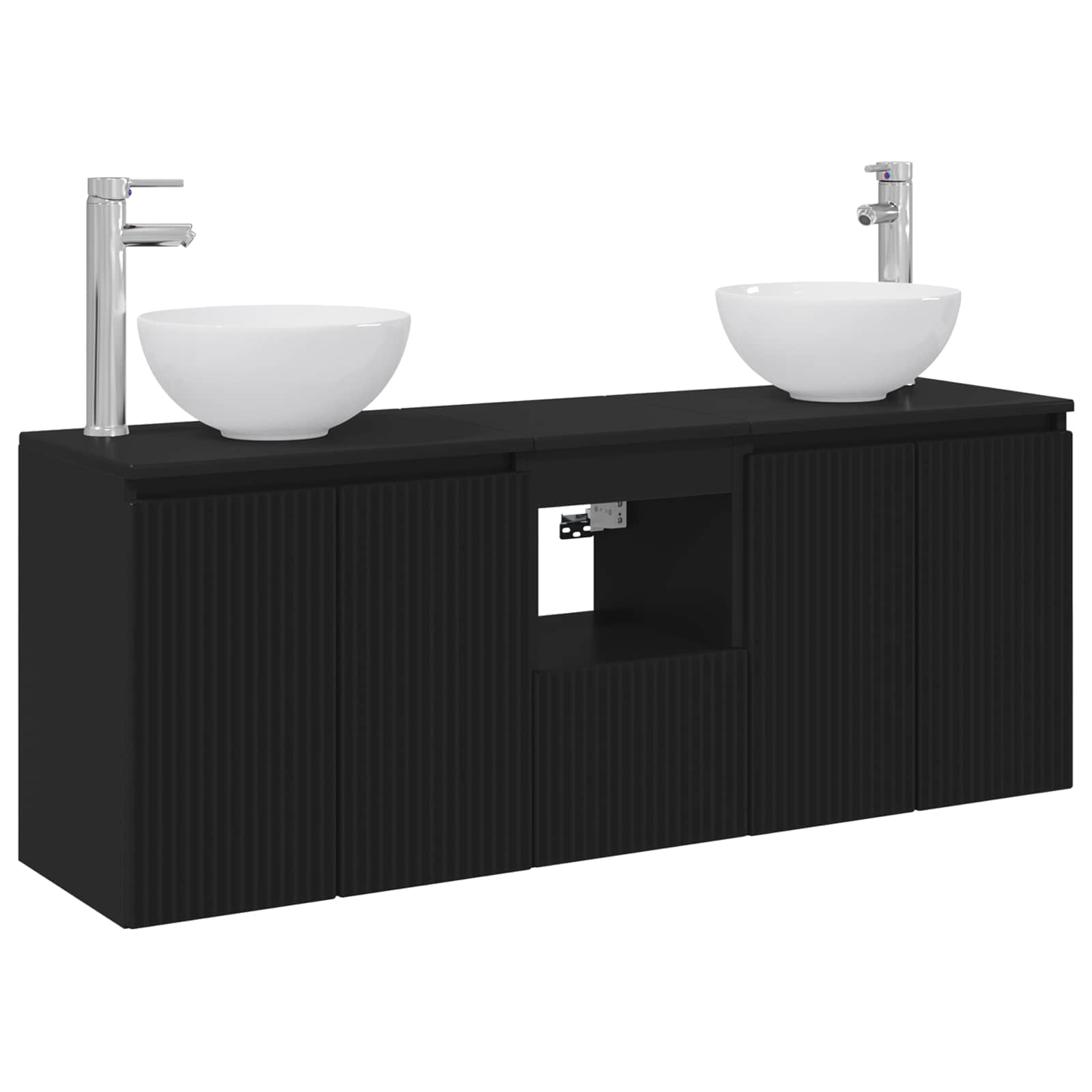 Badezimmerschrank-set 3 Stk. Schwarz 49,5 X 41 X 64,5 Cm Vidaxl