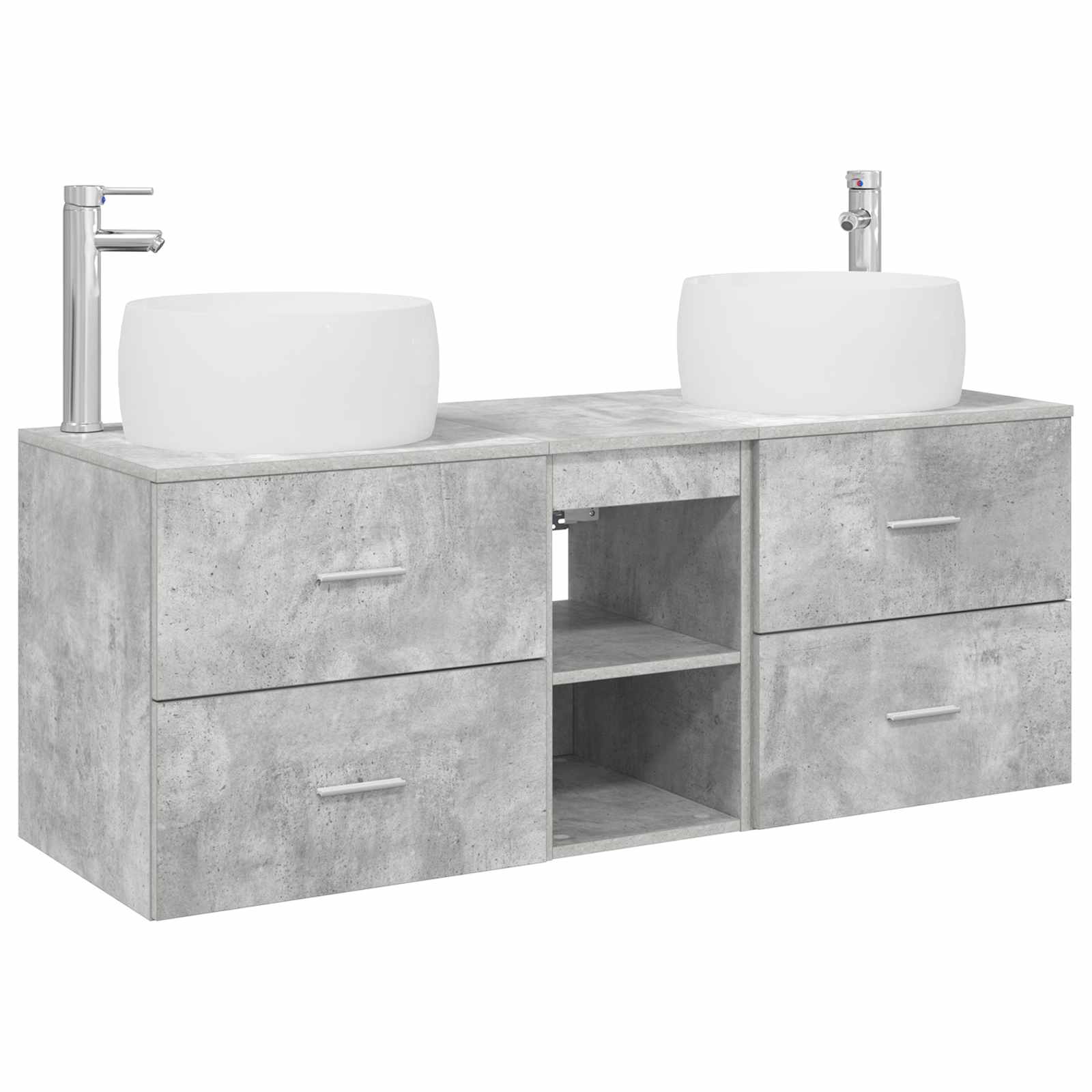 Badezimmermöbel-set 3 Stk. Betongrau 49,5 X 44,5 X 66 Cm Vidaxl