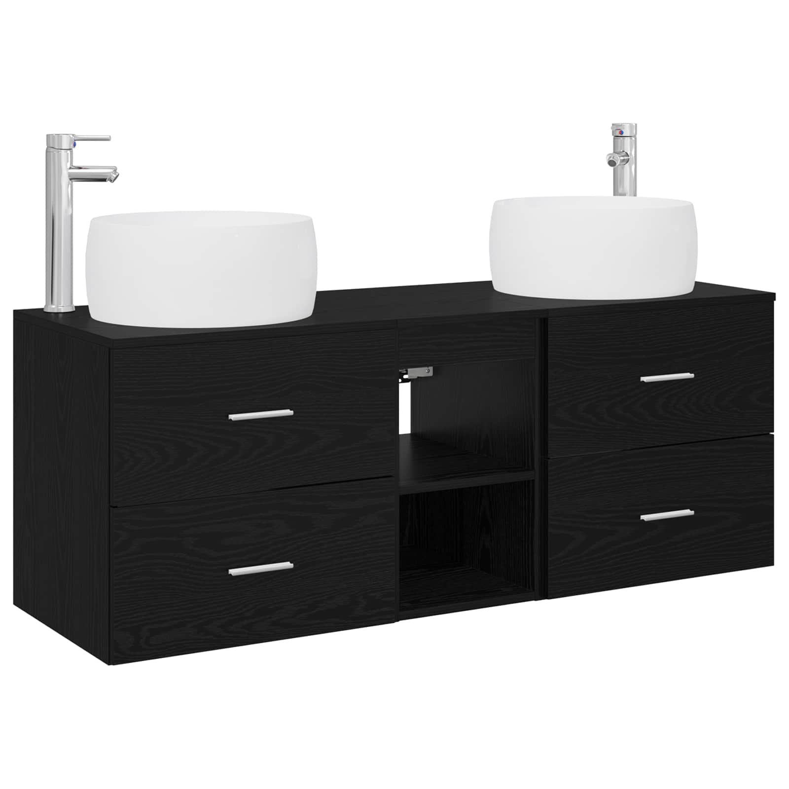 Badezimmermöbel-set 3 Stk. Schwarz 49,5 X 44,5 X 66 Cm Vidaxl
