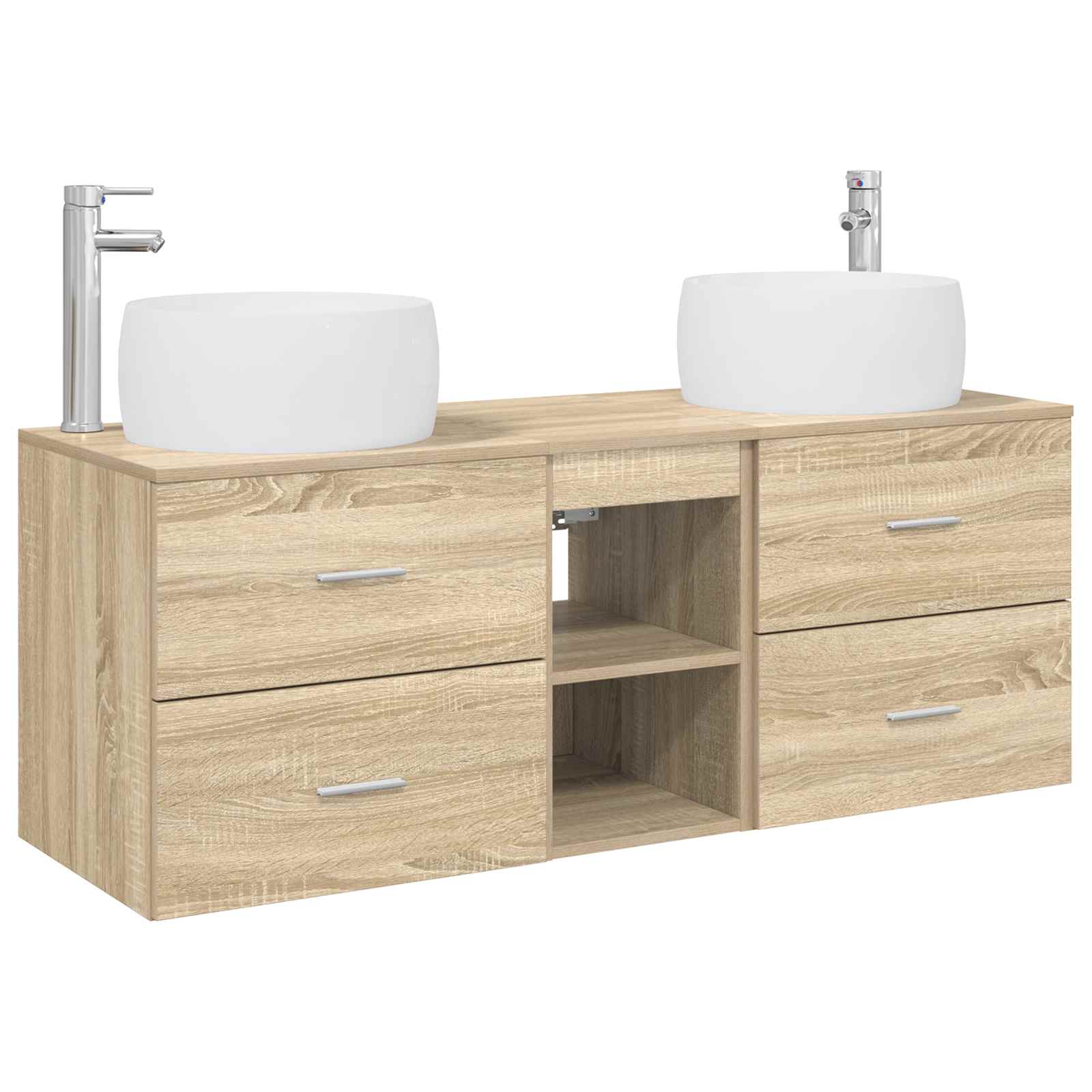 Badezimmermöbel-set 3 Stk. Sonoma-eiche 49,5 X 44,5 X 66 Cm Vidaxl
