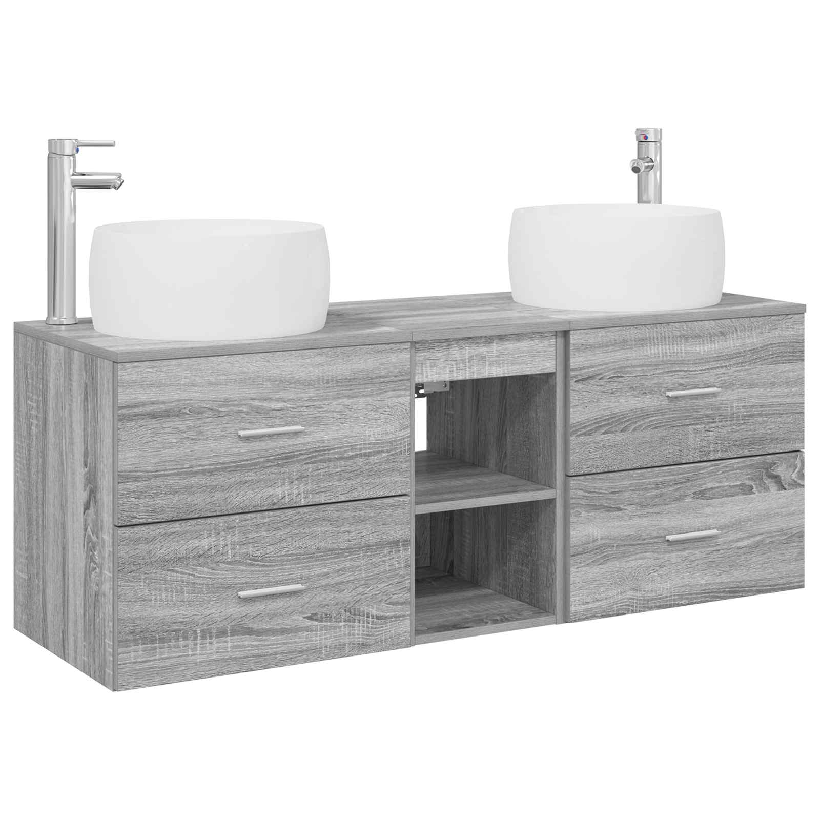 Badezimmermöbel-set 3 Stk. Grau Sonoma 49,5 X 44,5 X 66 Cm Vidaxl