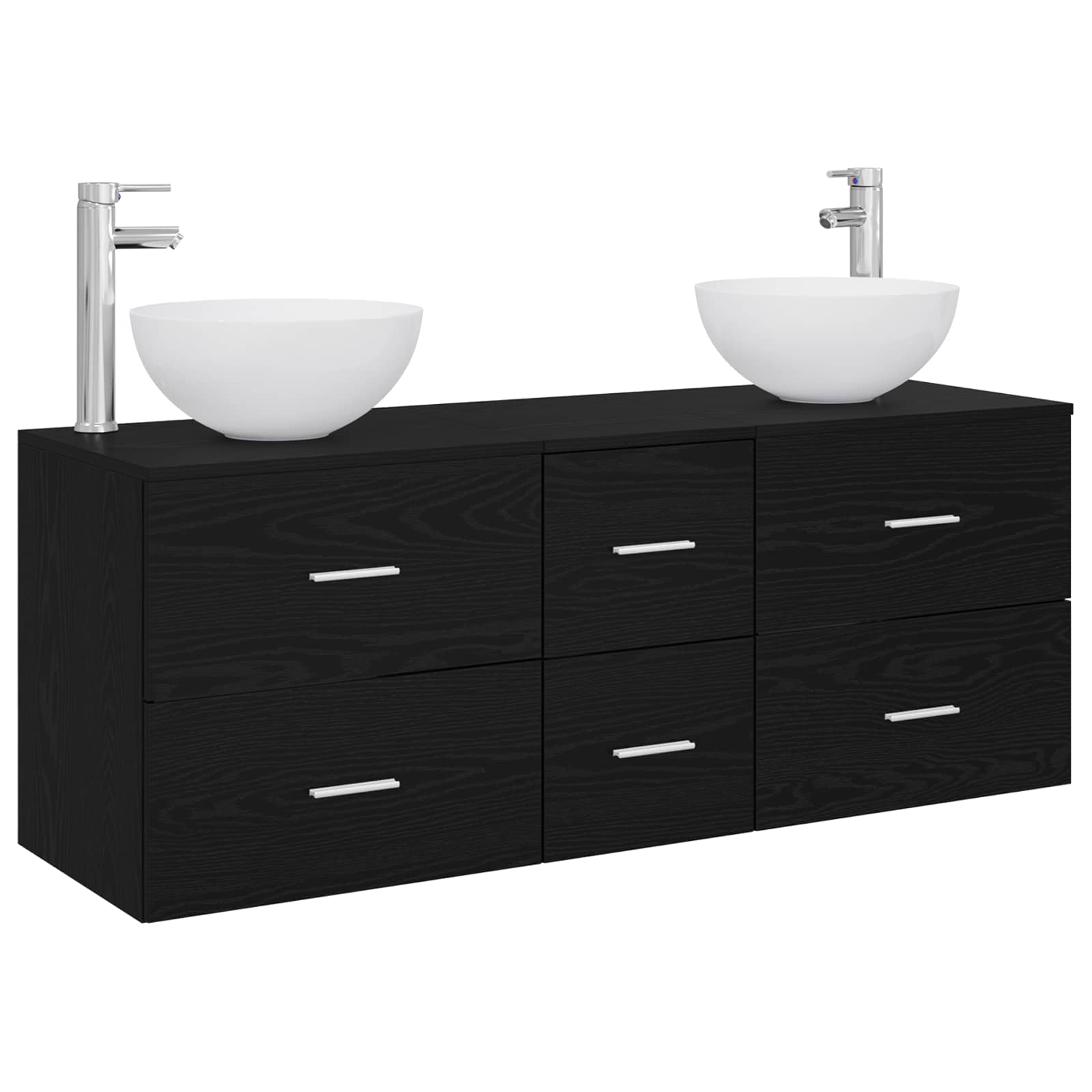 Badezimmerschrank-set 3 Stk. Schwarze Eiche 49,5 X 35 X 63 Cm Vidaxl