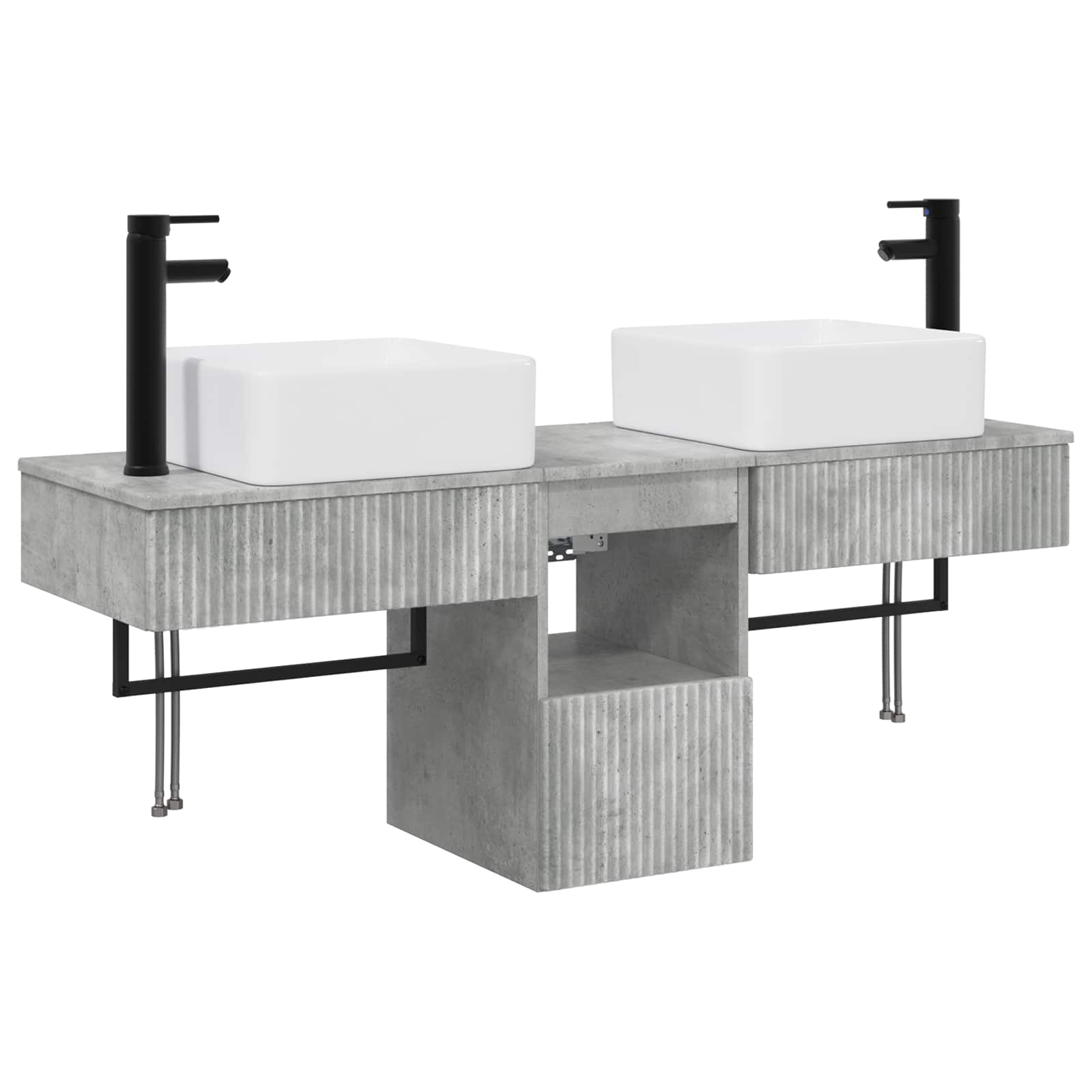 Badezimmermöbel-set 3 Stk. Betongrau Holzwerkstoff Vidaxl