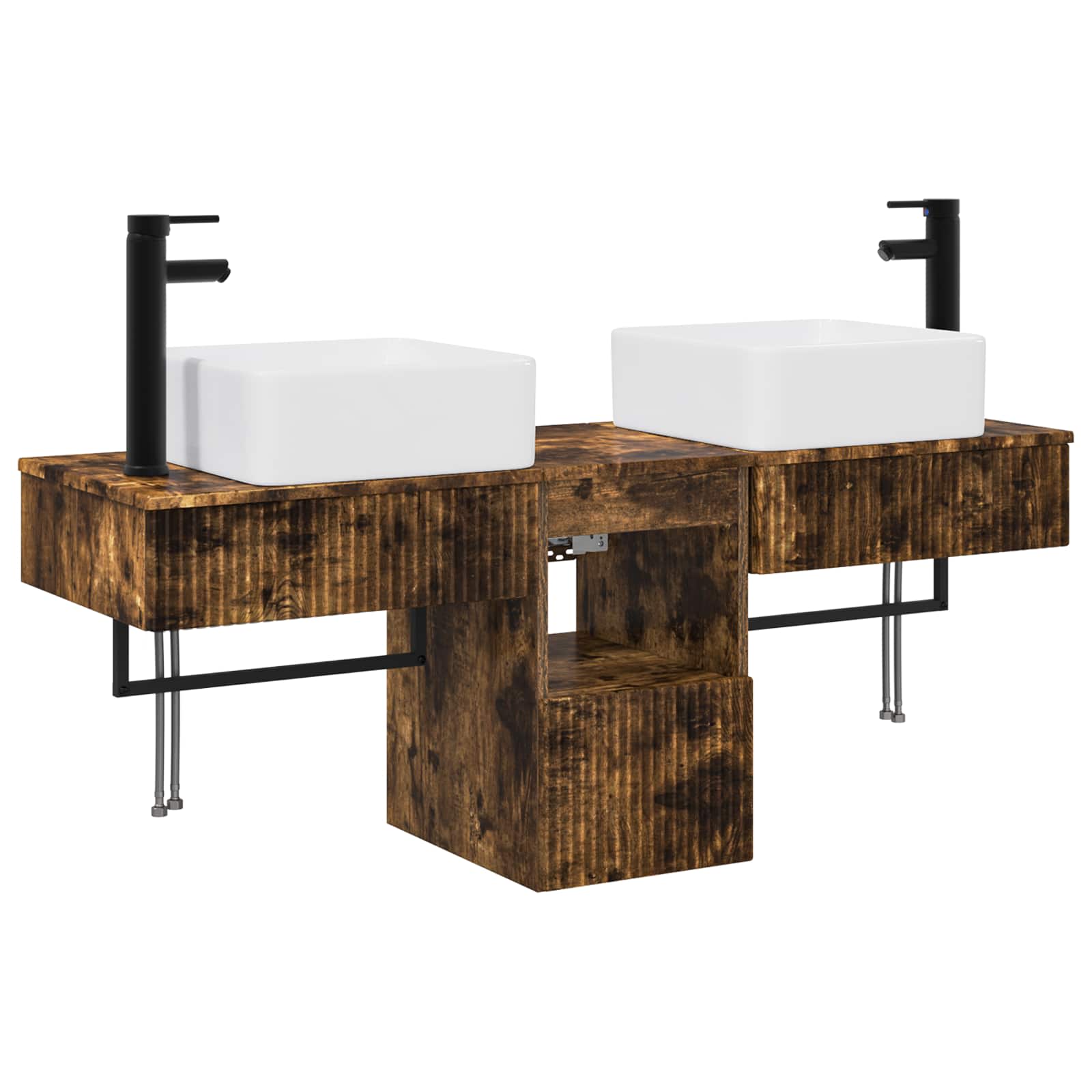 Badezimmermöbel-set 3 Stk. Geräucherte Eiche Holzwerkstoff Vidaxl