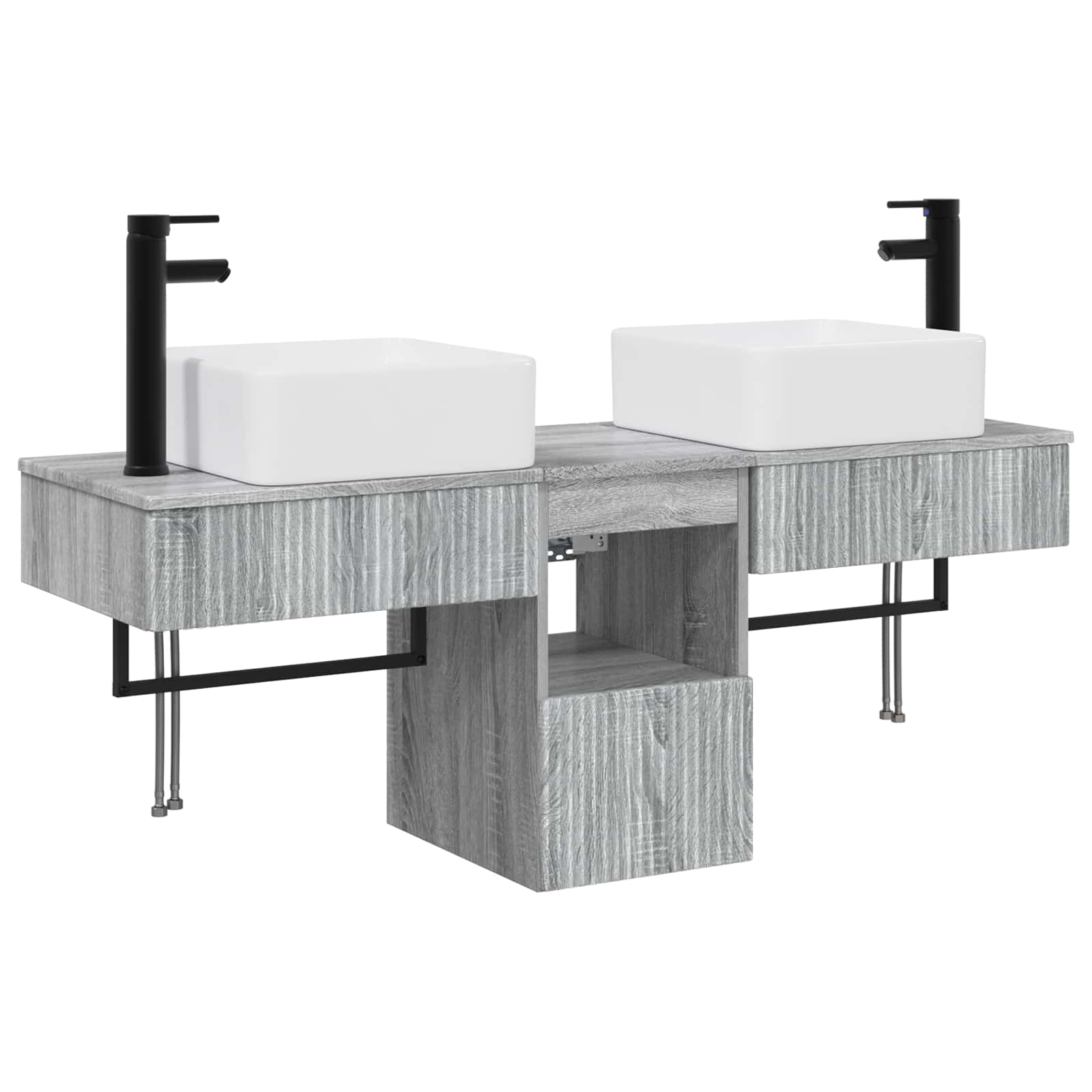 Badezimmermöbel-set 3 Stk. Grau Sonoma Holzwerkstoff Vidaxl