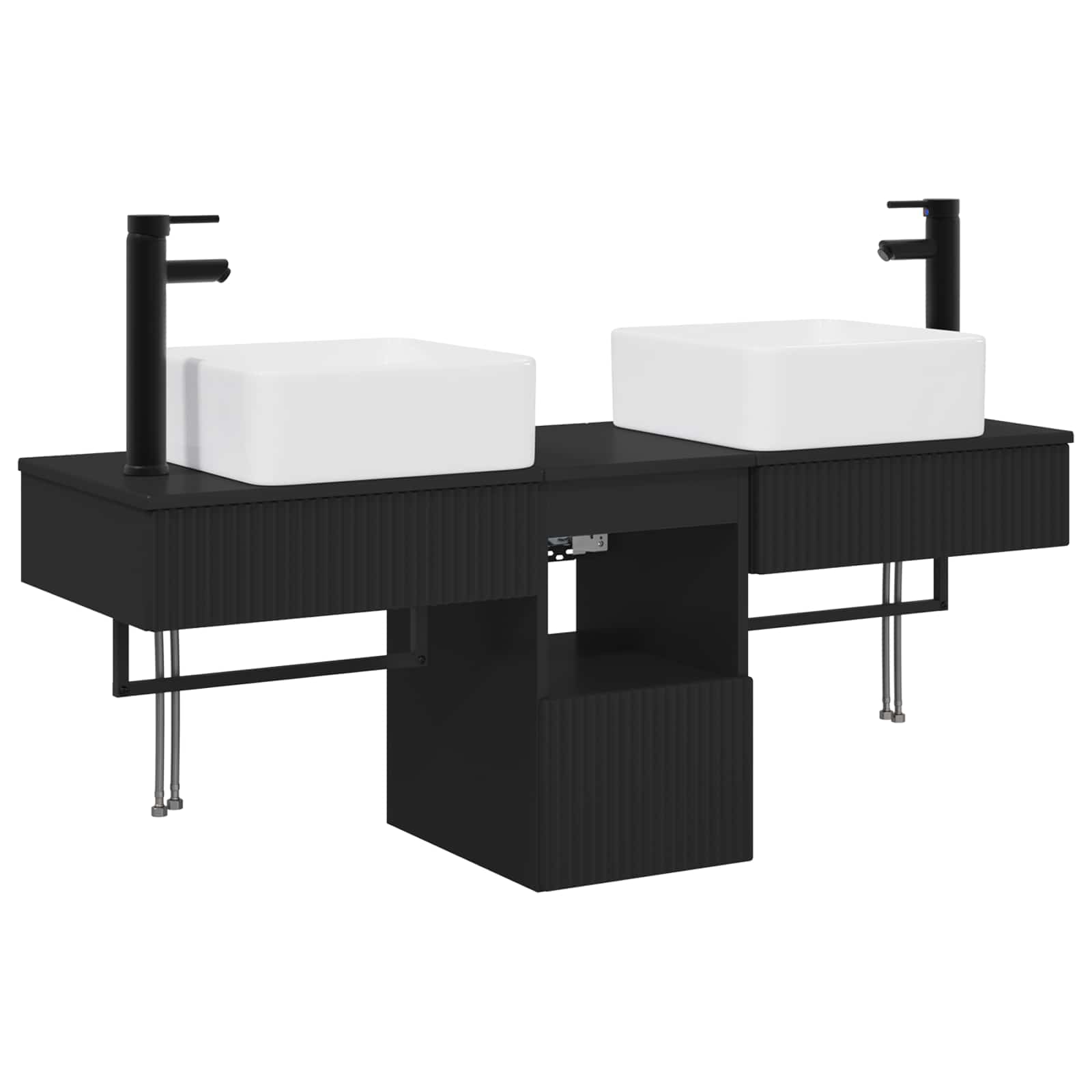Badezimmermöbel-set 3 Stk. Schwarz Holzwerkstoff Vidaxl