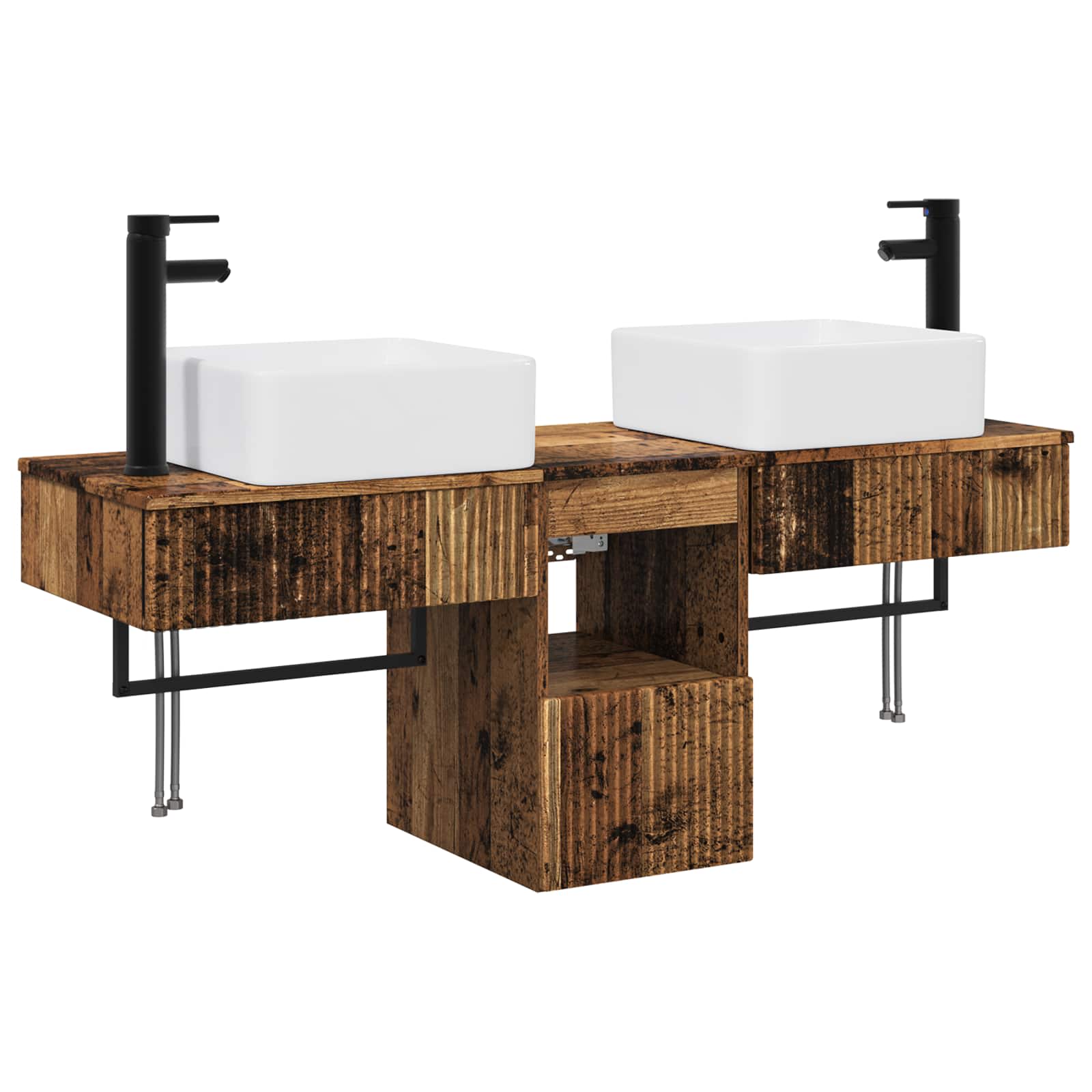 Badezimmerschrank-set 3 Stk. Altholz 53 X 35 X 39 Cm Vidaxl