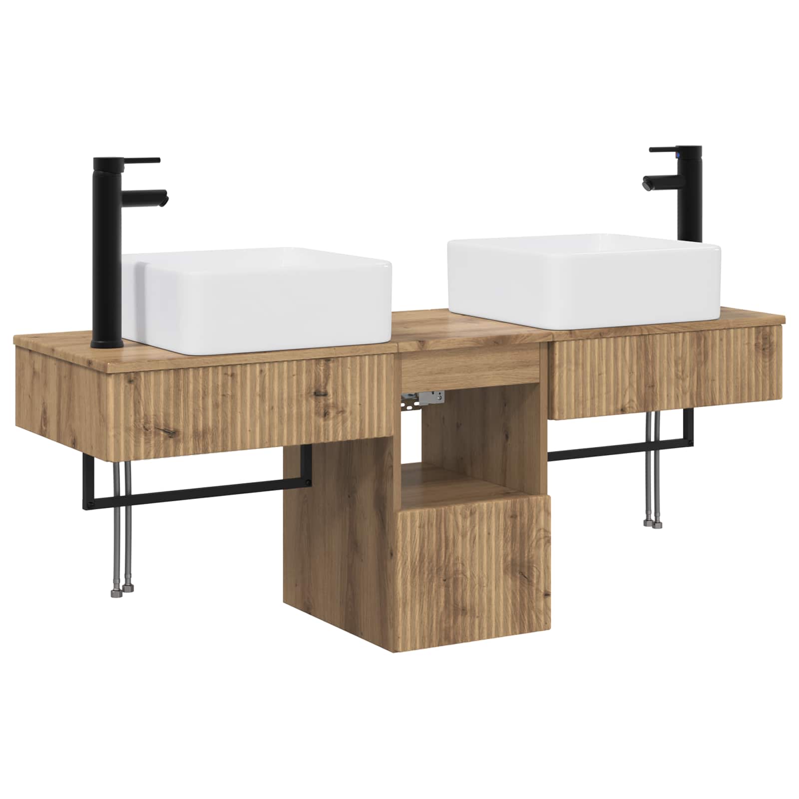 Badezimmerschrank-set 3 Stk. Artisan-eiche 53 X 35 X 39 Cm Vidaxl