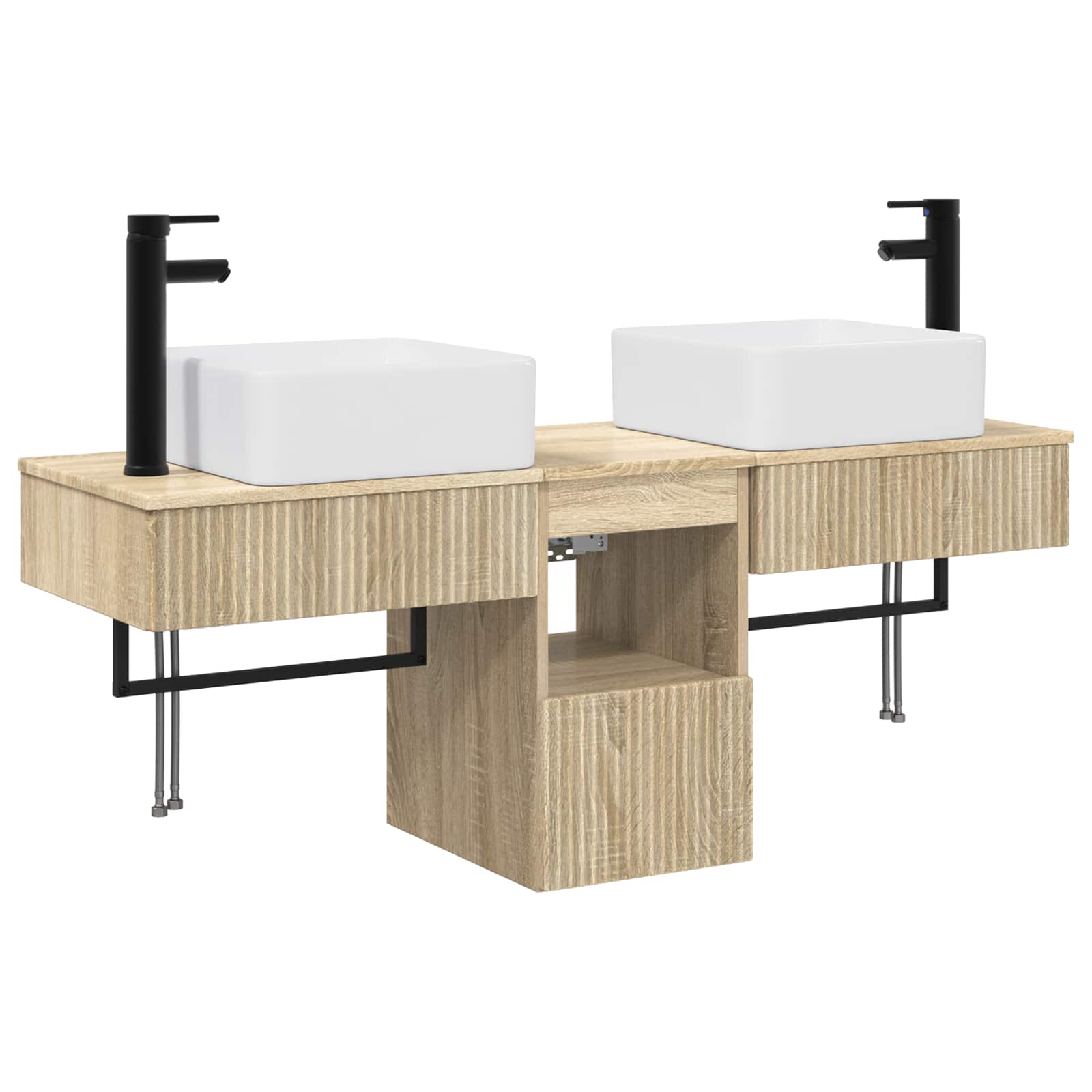 Badezimmerschrank-set 3 Stk. Sonoma-eiche 53 X 35 X 39 Cm Vidaxl