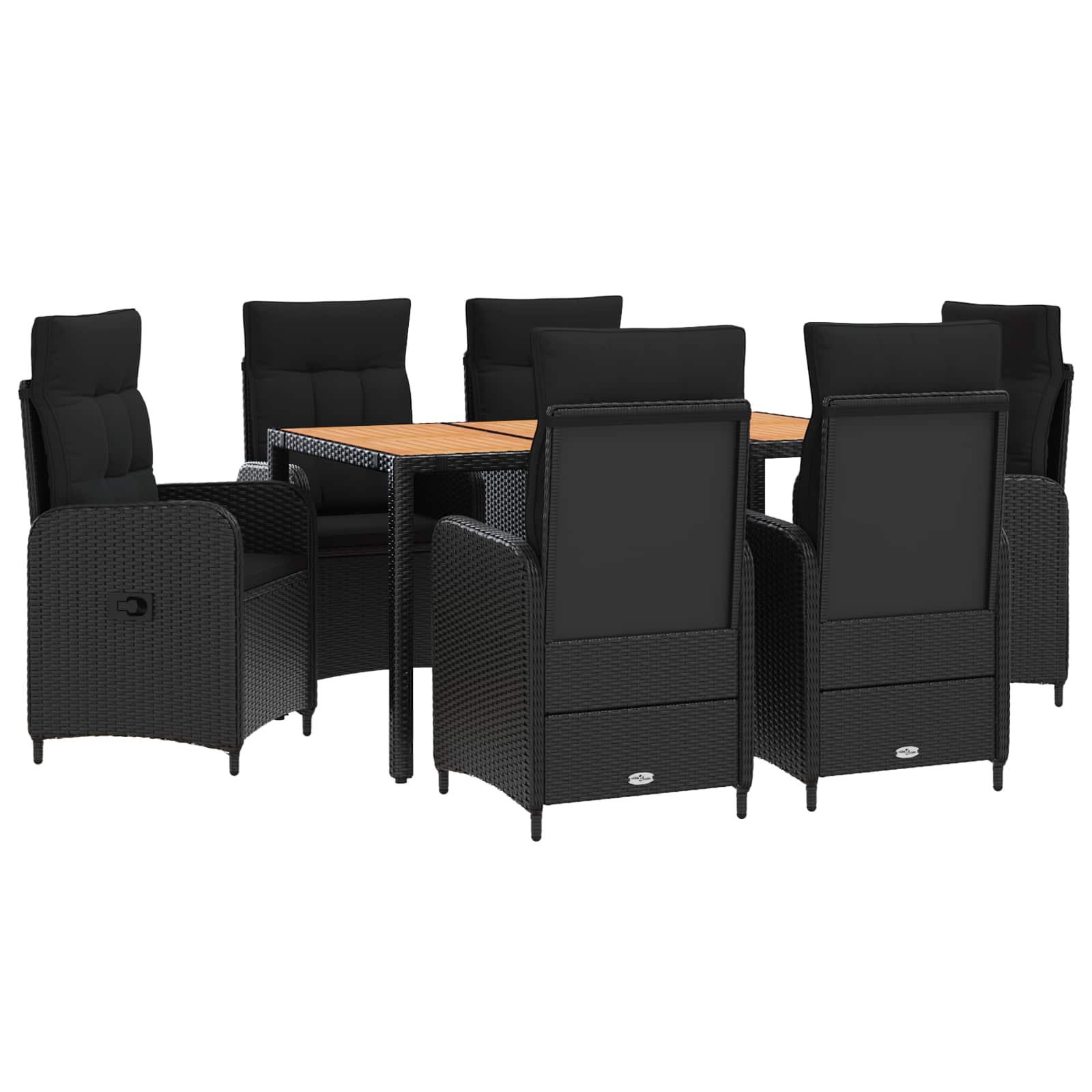 Outdoortisch-set 7 Stk. Schwarz Vidaxl