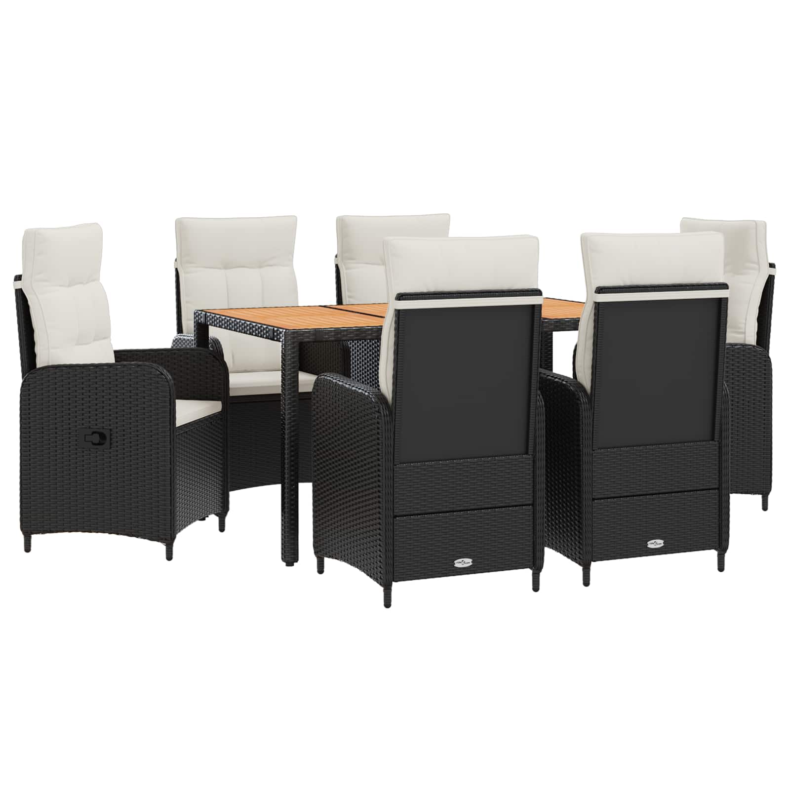 Outdoortisch-set 7 Stk. Schwarz Und Cremeweiß Vidaxl