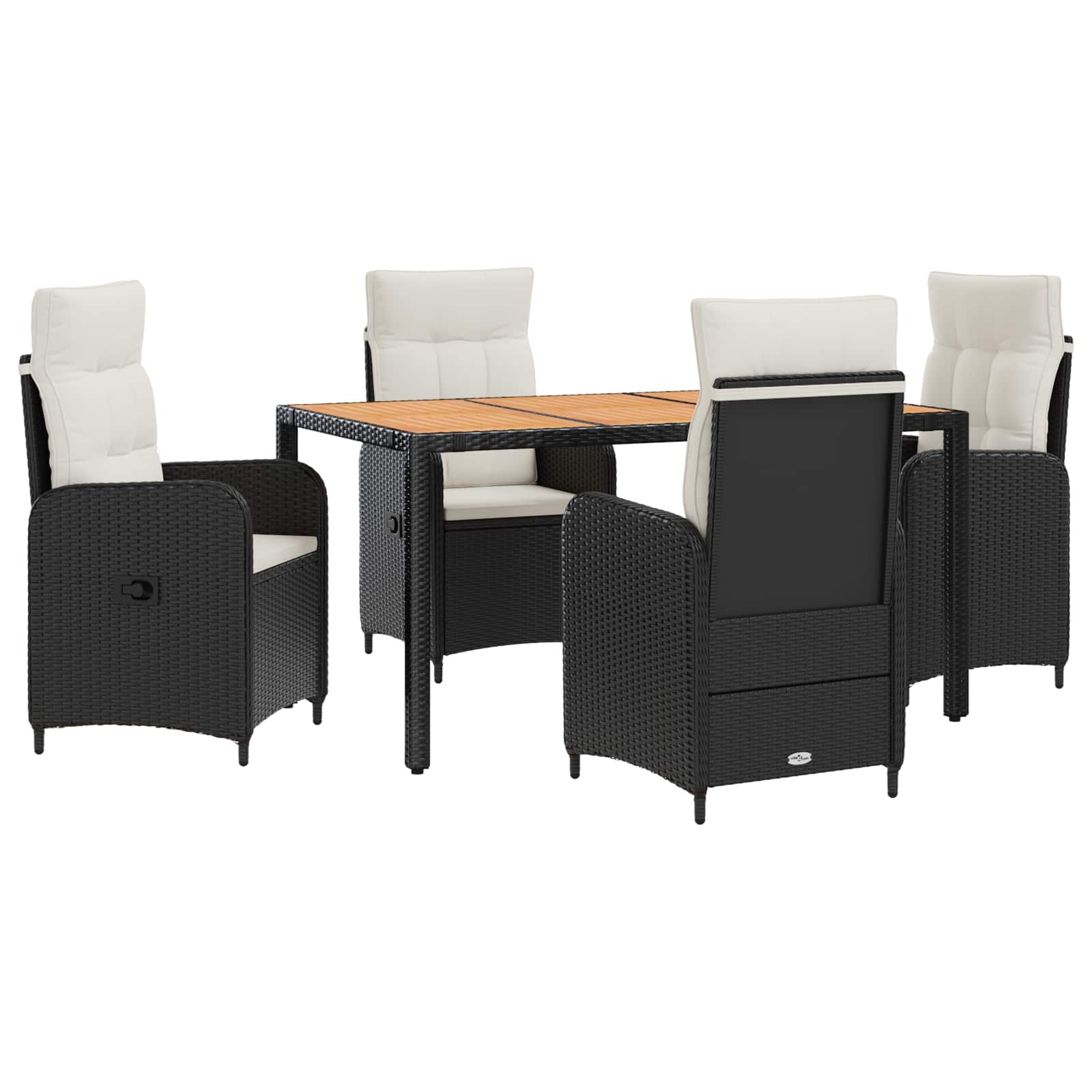 Outdoortisch-set 5 Stk. Schwarz Und Cremeweiß Vidaxl