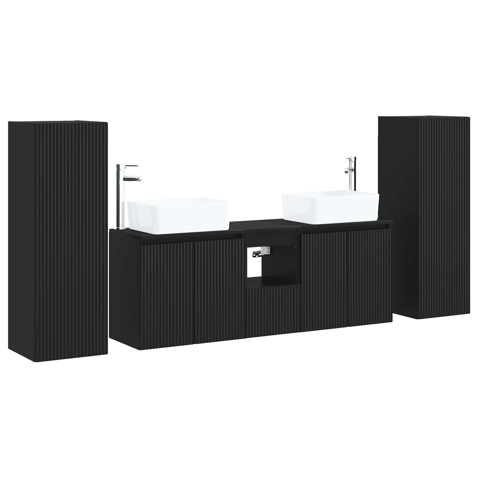 Badezimmermöbel-set 5 Stk. Schwarz 33 X 34,5 X 100 Cm Vidaxl