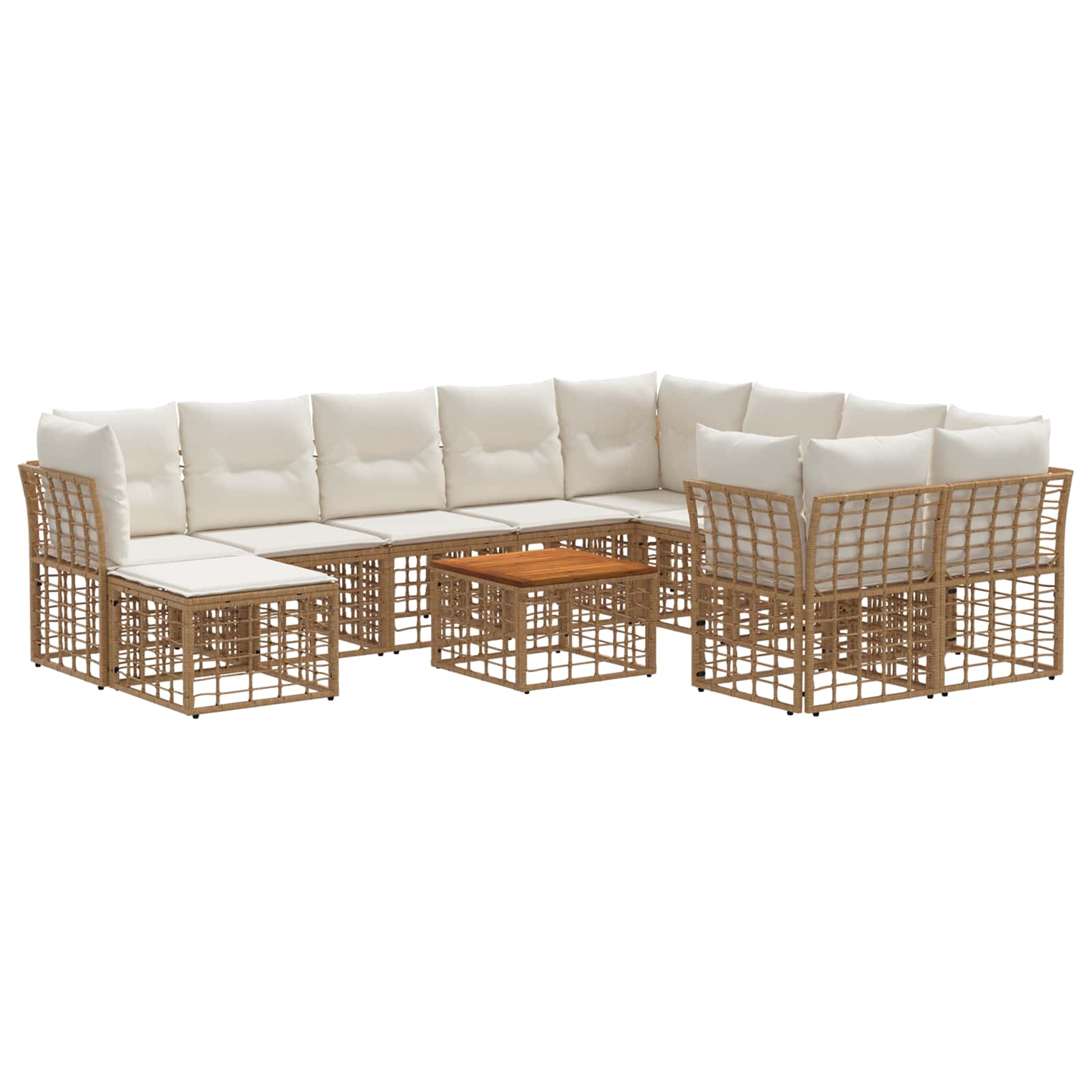 Outdoor-sofagarnitur 11 Stk. Natürlich Und Cremweiß Poly-rattan Vidaxl