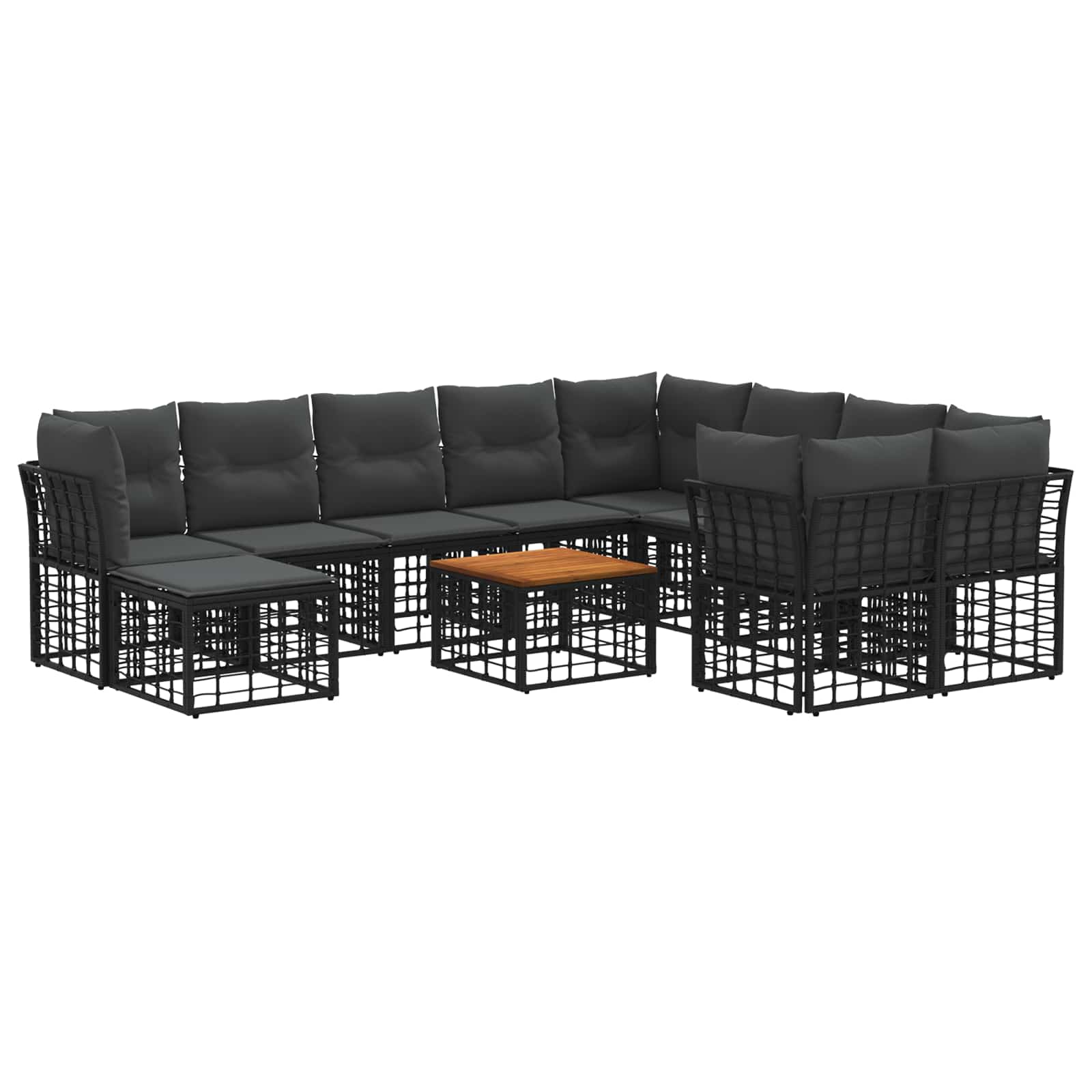 Outdoor-sofagarnitur 11 Stk. Schwarz Und Dunkelgrau Poly-rattan Vidaxl